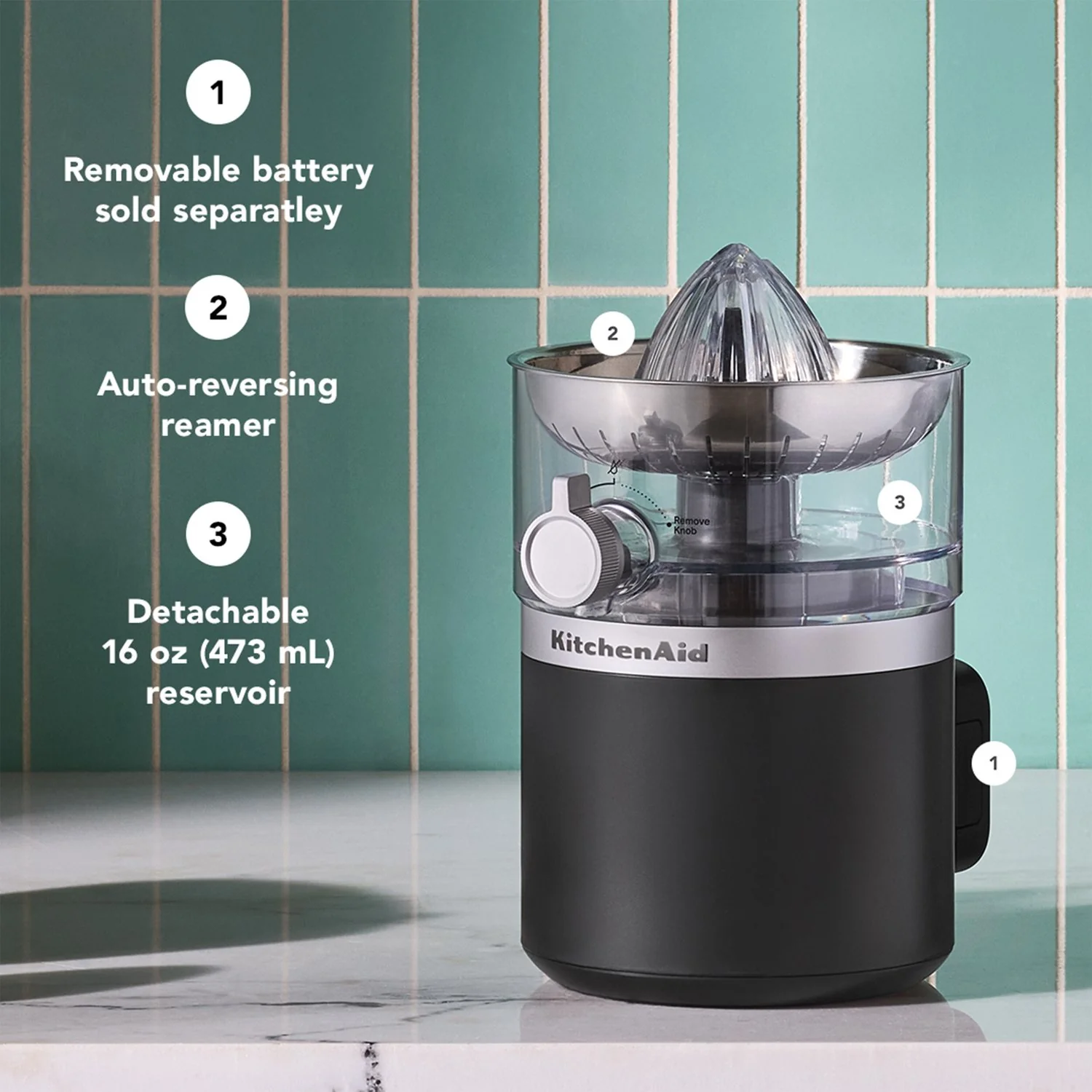 KitchenAid Cordless Go Citrus Juicer w/o Battery in Black Matte (KCJR160BM) - Image 15