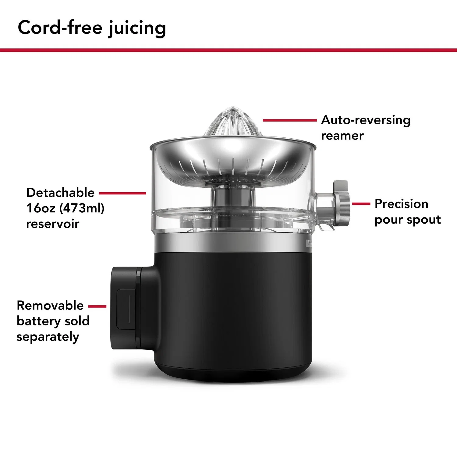 KitchenAid Cordless Go Citrus Juicer w/o Battery in Black Matte (KCJR160BM) - Image 16