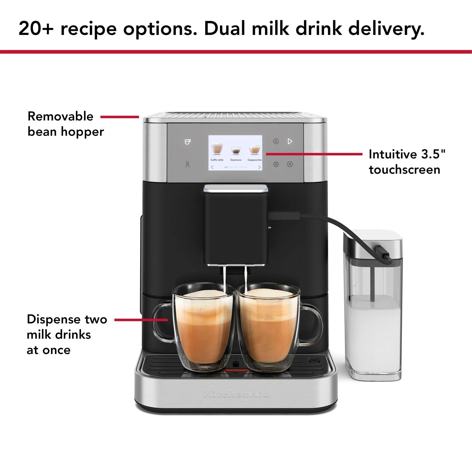 KitchenAid Fully Automatic Espresso Machine KF7 with Milk Container in Cast Iron Black (KES8557BK) - Image 4