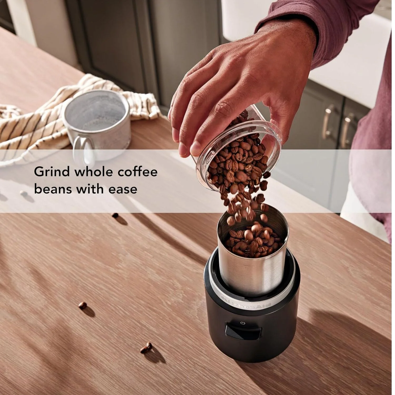 KitchenAid Go™ Cordless Blade Coffee Grinder in Black Matte with Battery Included (KBGR111BM) - Image 4