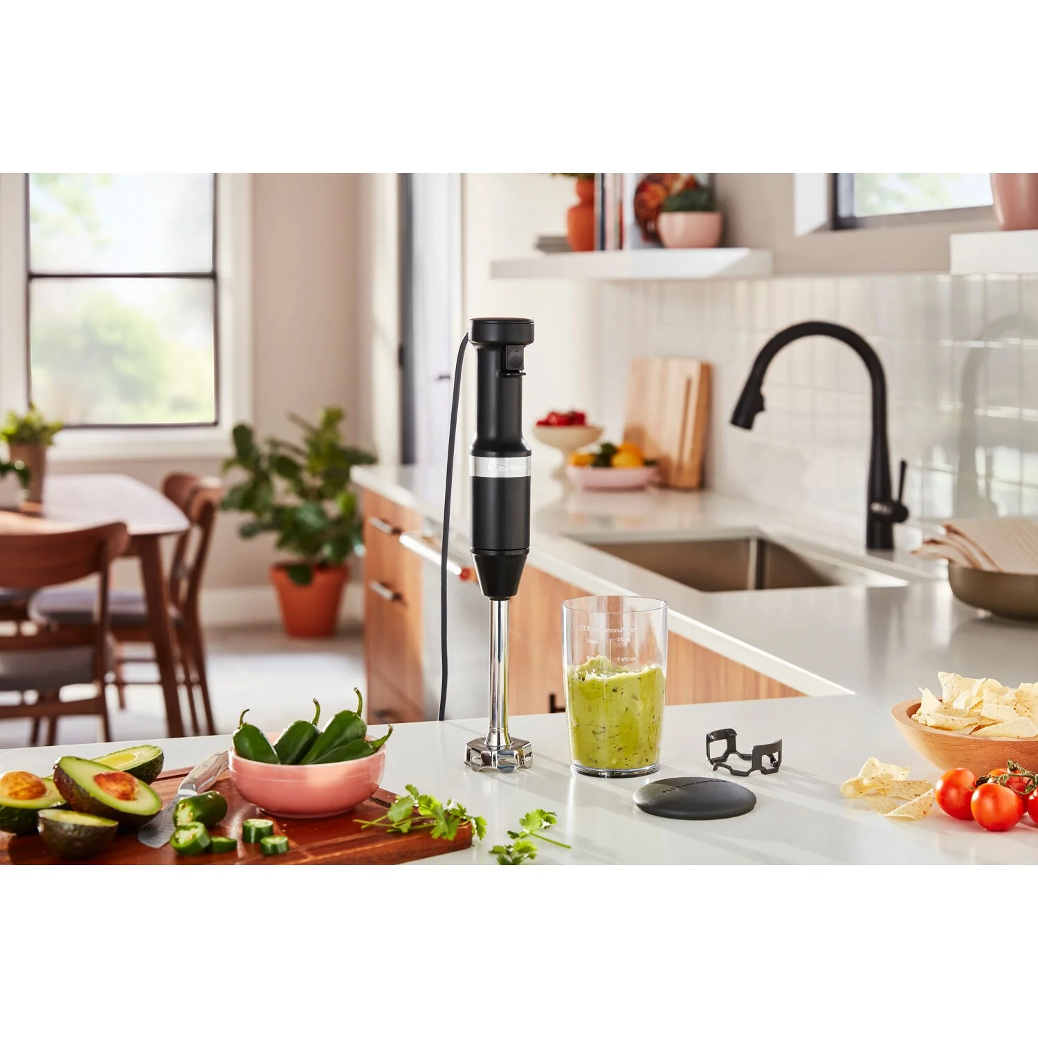 KitchenAid Immersion Blender Corded Variable Speed Trigger, Blending Jar with Lid in Black Matte (KHBV53BM) - Image 2