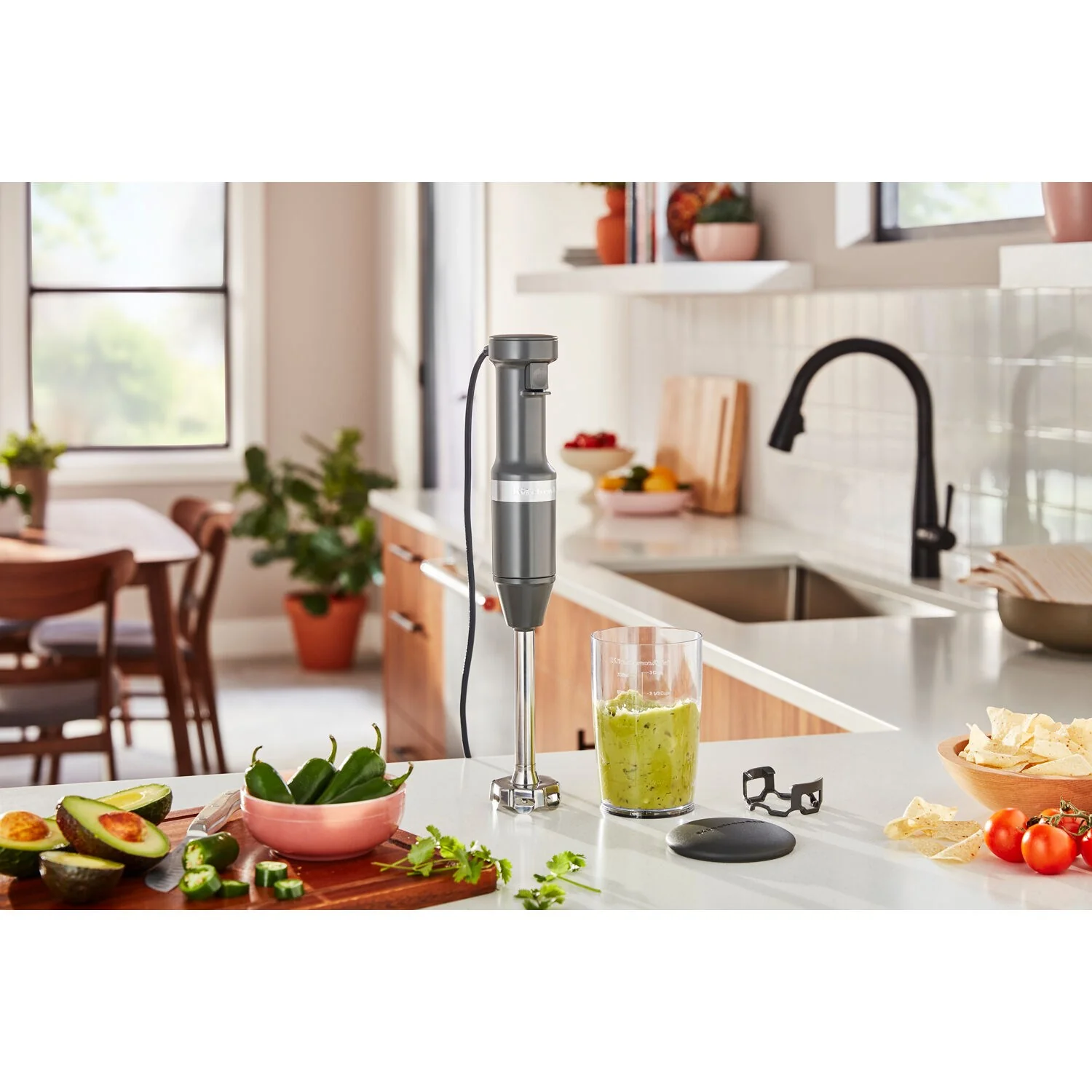 KitchenAid Immersion Blender Corded Variable Speed Trigger, Blending Jar with Lid in Charcoal Grey (KHBV53DG) - Image 2