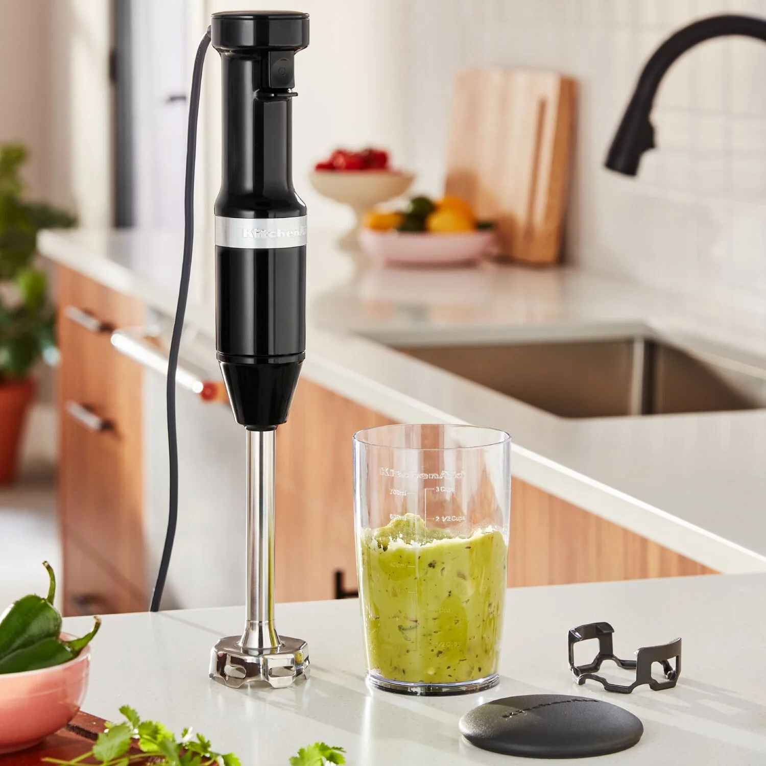 KitchenAid Immersion Blender Corded Variable Speed Trigger, Blending Jar with Lid in Onyx Black (KHBV53OB) - Image 2