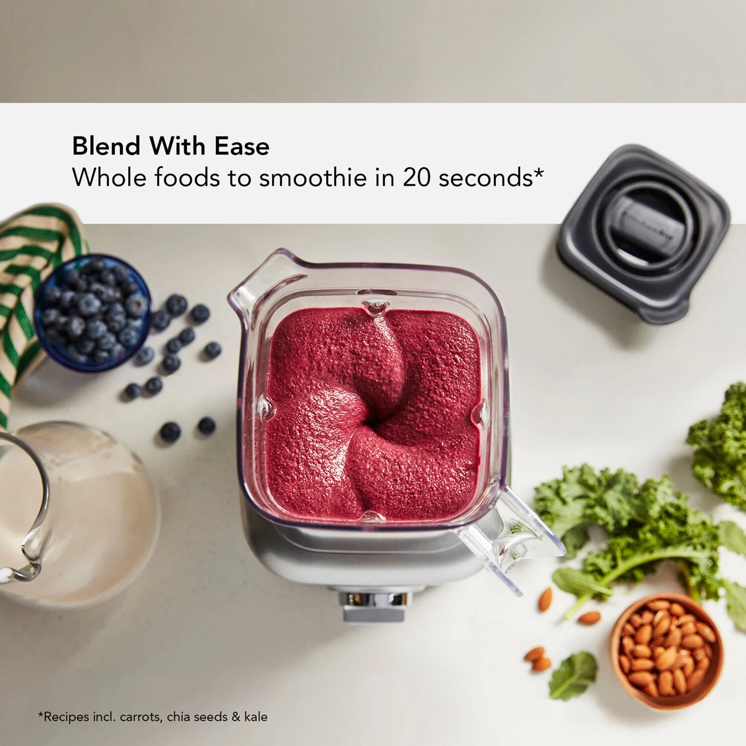 KitchenAid K400 Blender 1.5HP, 56oz. BPA free Jar in Contour Silver (KSB4028CU) - Image 5