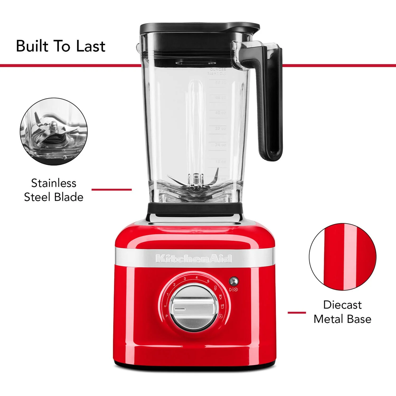 KitchenAid K400 Blender 1.5HP, 56oz. BPA free Jar in Passion Red (KSB4028PA) - Image 8