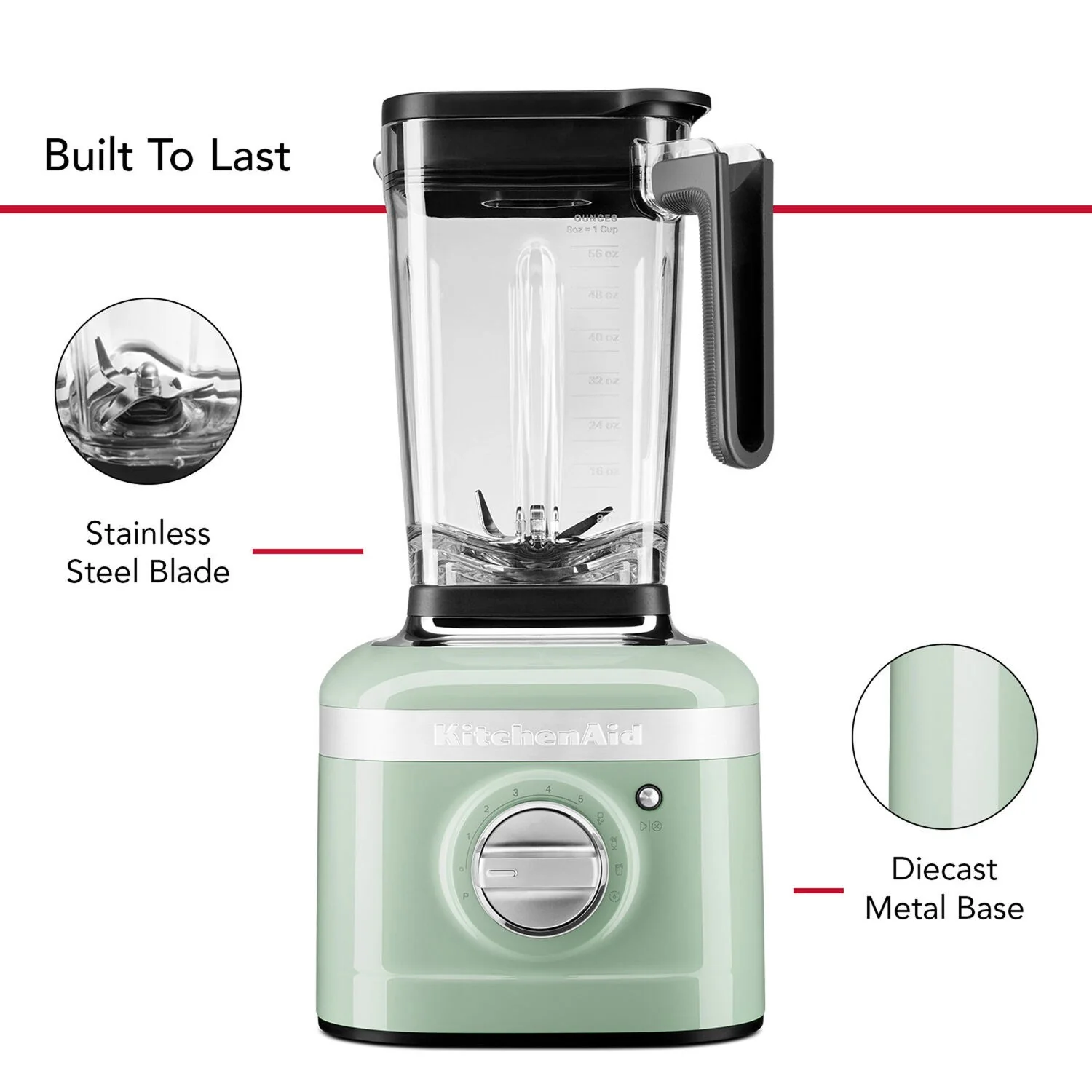 KitchenAid K400 Blender 1.5HP, 56oz. BPA free Jar in Pistachio (KSB4028PT) - Image 5