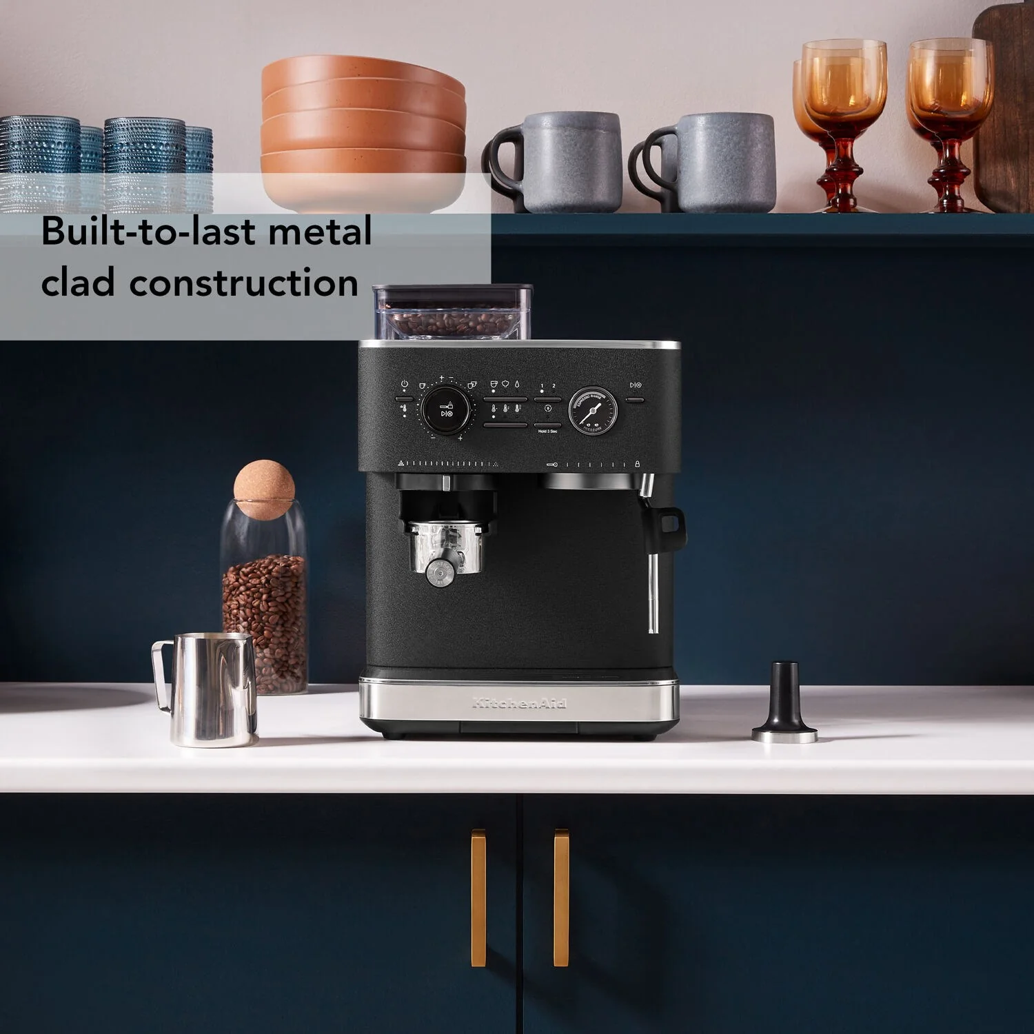 KitchenAid Semi-Automatic Espresso Machine with Burr Grinder in Cast Iron Black - 15 Bar Pump (KES6551BK) - Image 3
