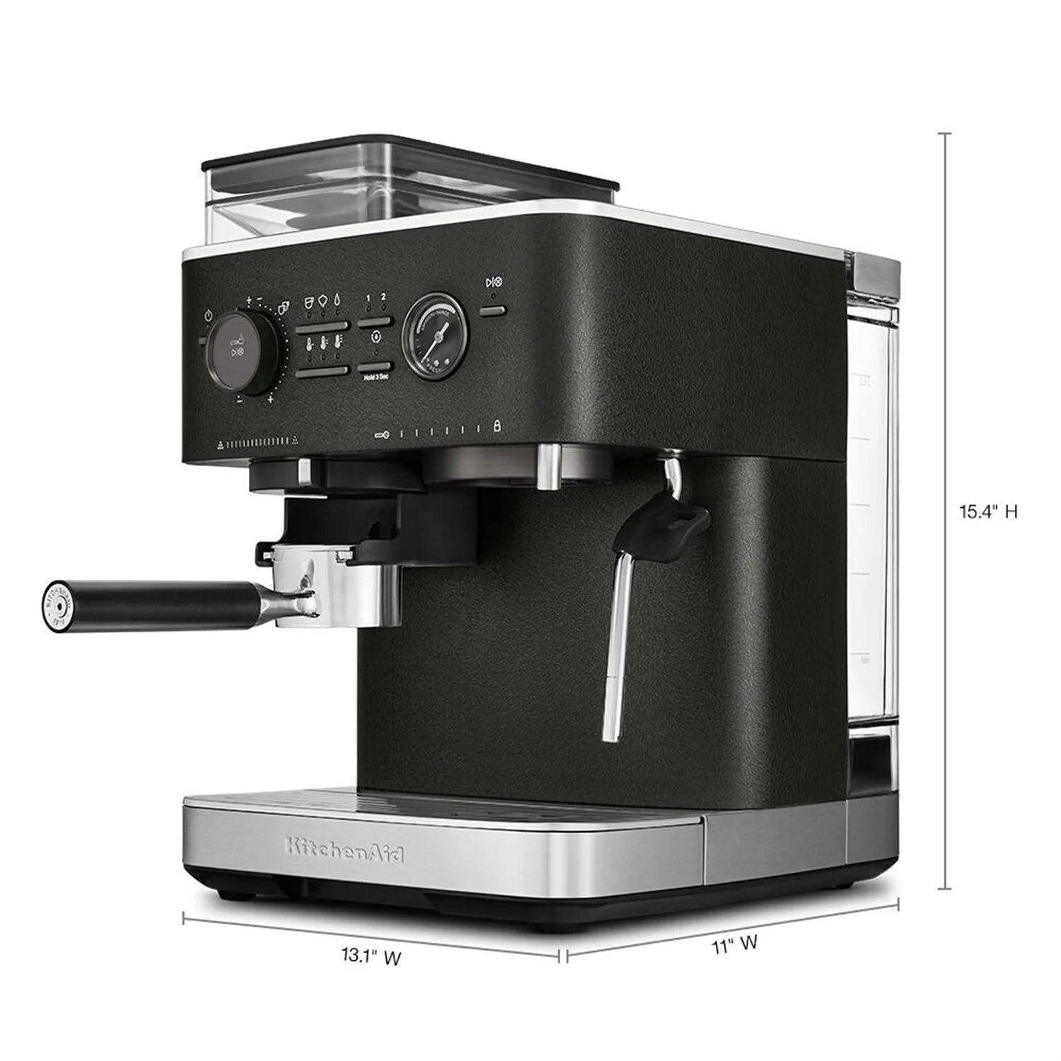 KitchenAid Semi-Automatic Espresso Machine with Burr Grinder in Cast Iron Black - 15 Bar Pump (KES6551BK) - Image 6
