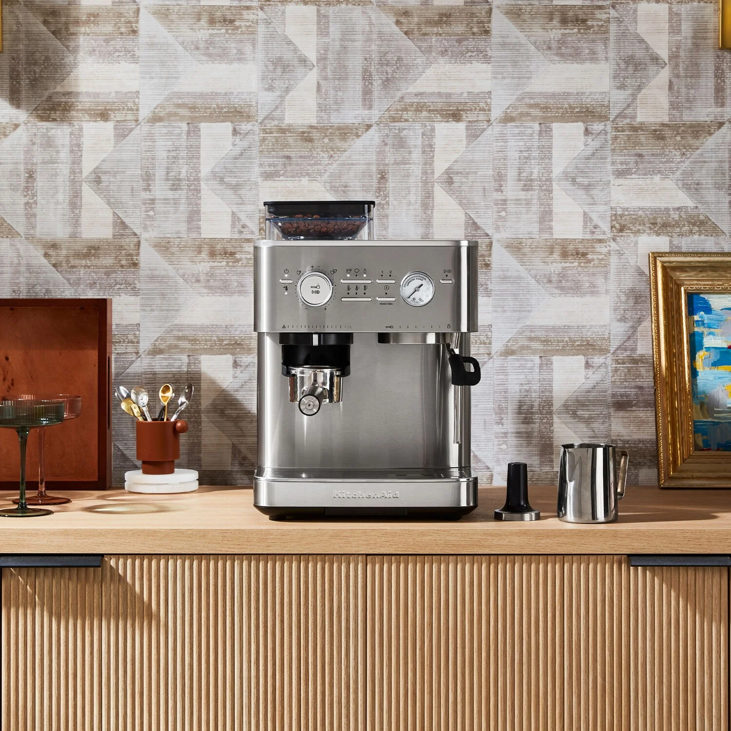 KitchenAid Semi-Automatic Espresso Machine with Burr Grinder in Stainless Steel - 15 Bar Pump (KES6551SX) - Image 4