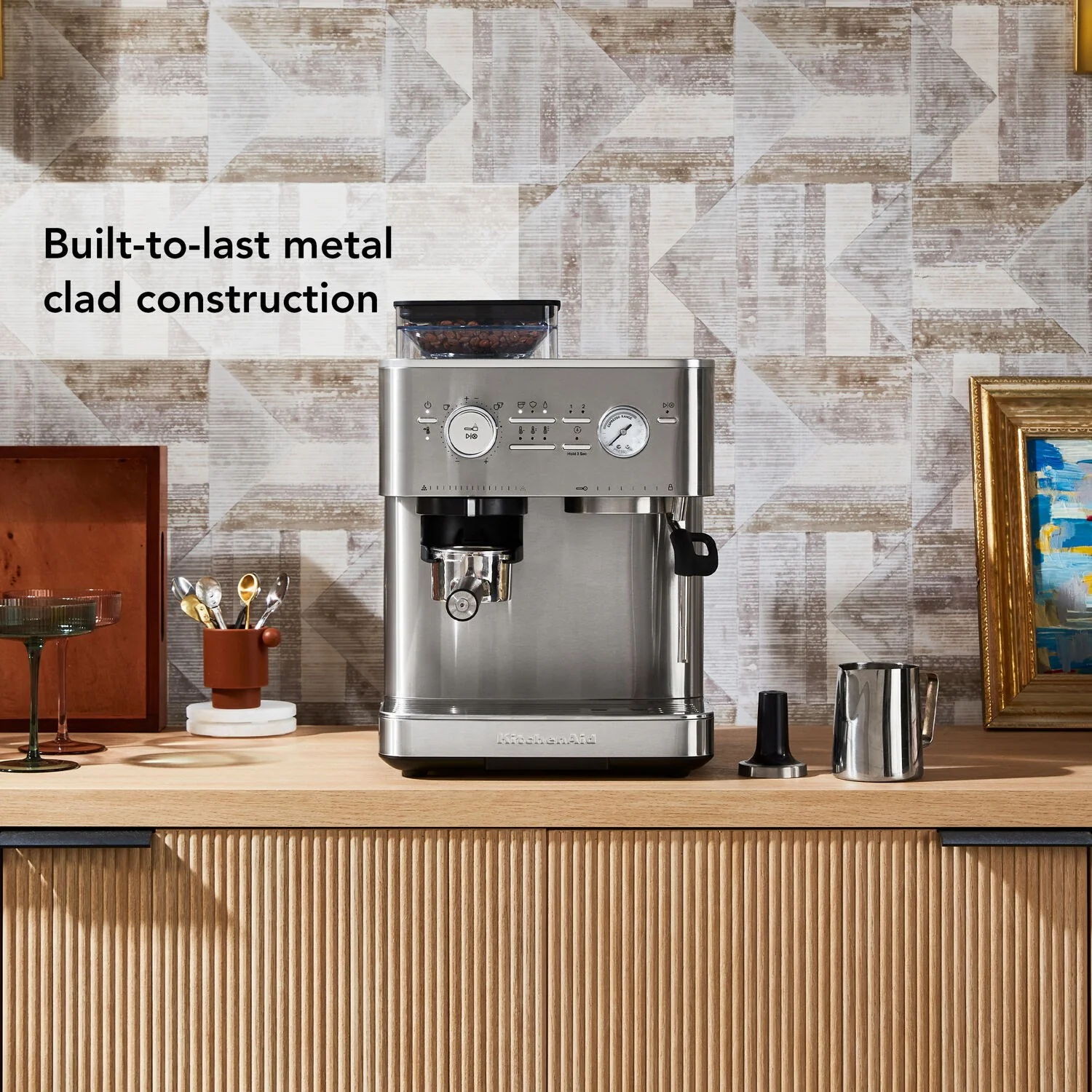KitchenAid Semi-Automatic Espresso Machine with Burr Grinder in Stainless Steel - 15 Bar Pump (KES6551SX) - Image 5