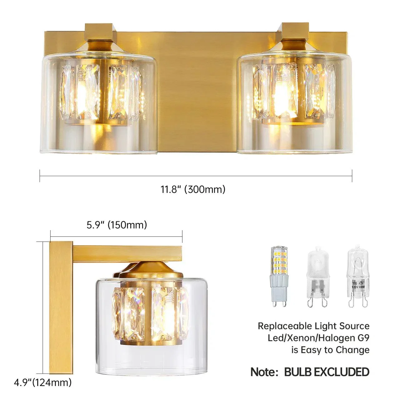Parrrot Uncle Kolt Modern 2-Light Bathroom Vanity Light - Image 12