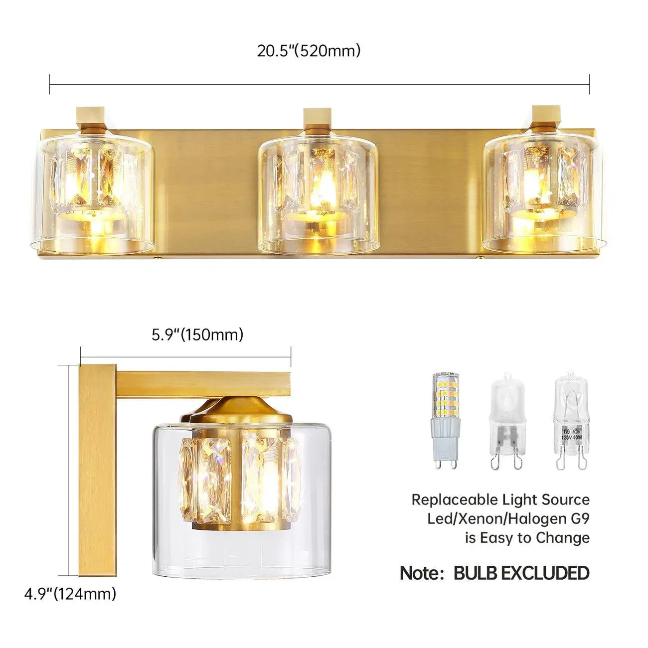 Parrot Uncle Kolt Modern 3-Light Bathroom Vanity Light - Image 17