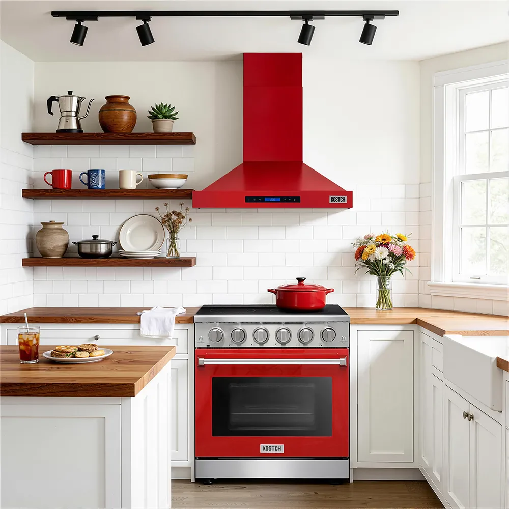 Kostch 30-Inch 600 CFM Convertible Wall-Mounted Range Hood in Red (KOS-30RH09M) - Image 2
