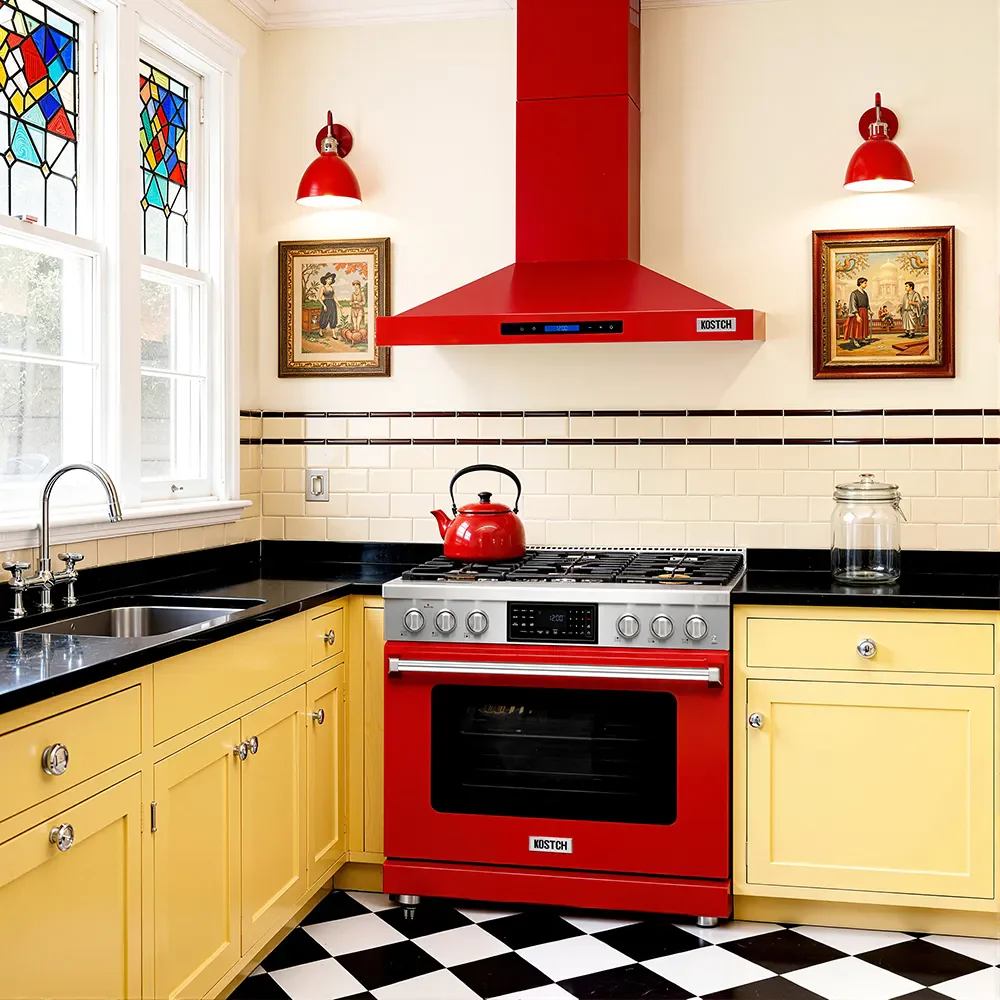 Kostch 36-Inch 600 CFM Convertible Wall-Mounted Range Hood in Red (KOS-36RH09M) - Image 2