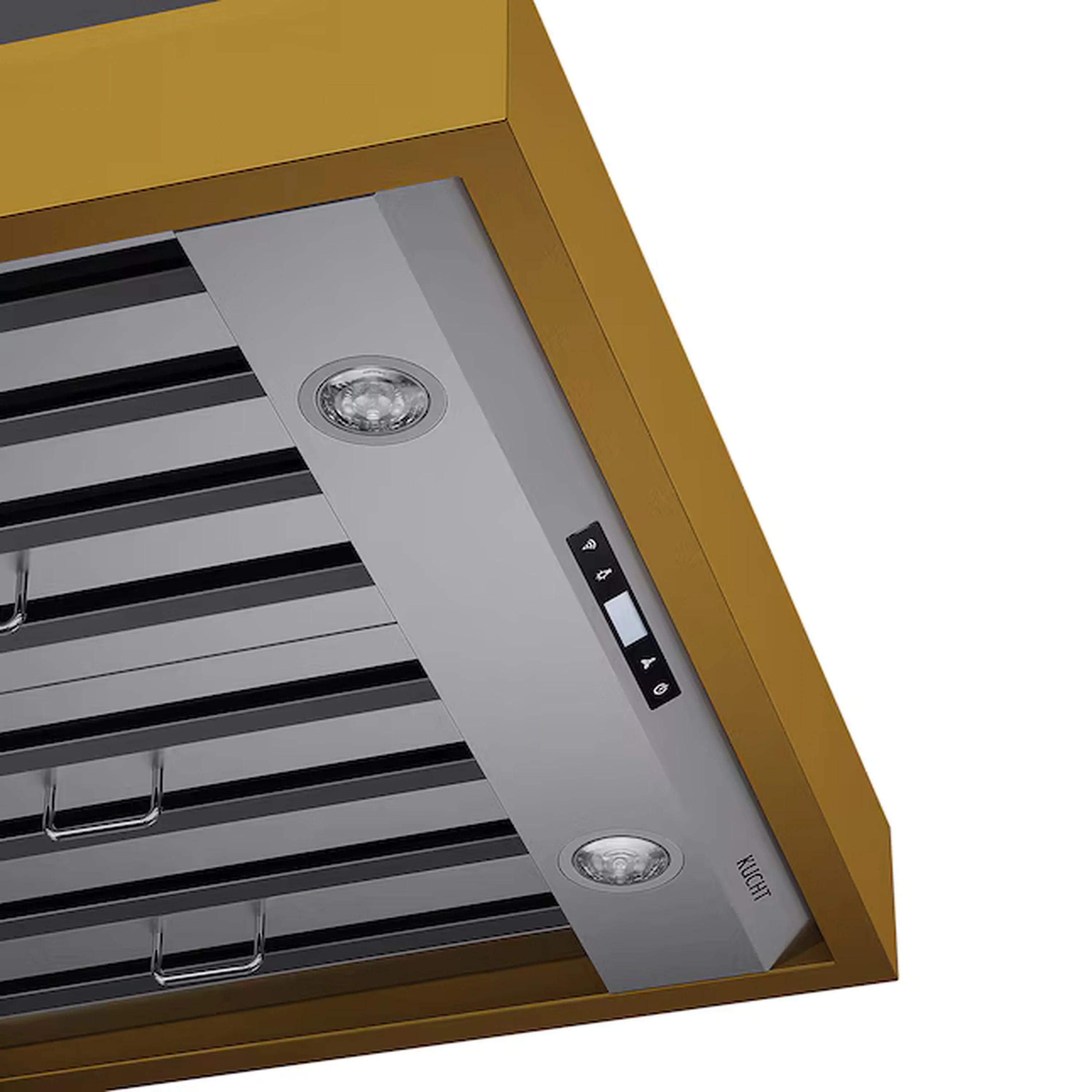 Kucht 30-Inch 600 CFM Ducted Wall Mout Range Hood in Stainless Steel with Gold Accents (KRH30SG) - Image 6