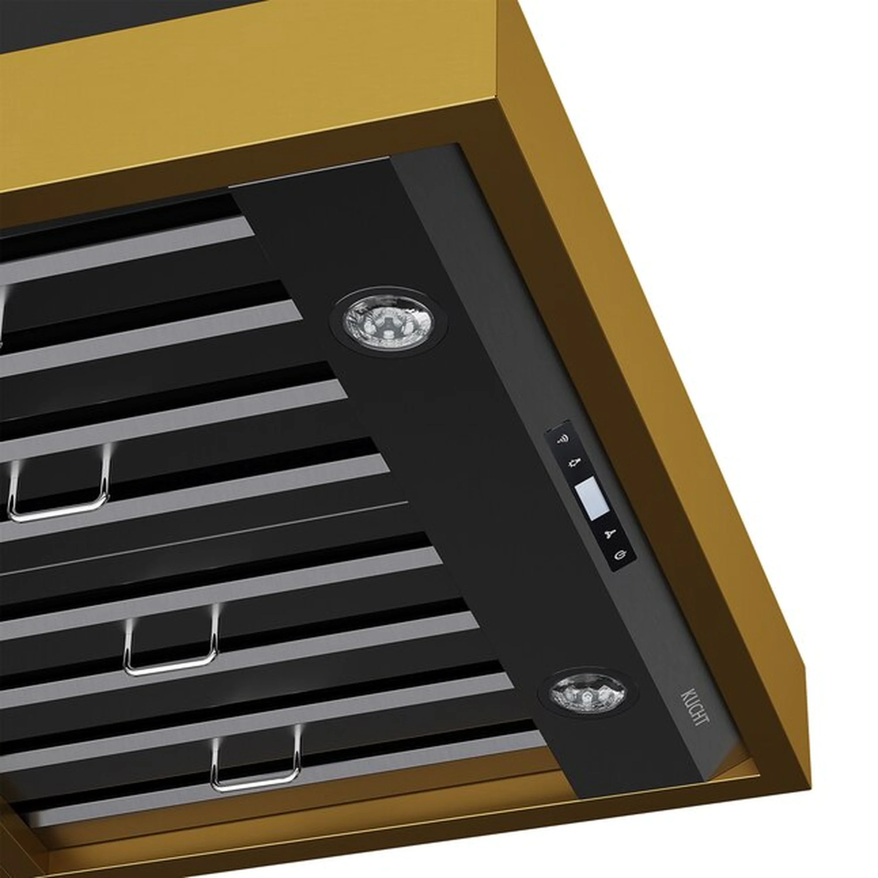 Kucht 30-Inch 600 CFM Ducted Wall Mout Range Hood in Dark Titanium Stainless Steel with Gold Accents (KRH30TG) - Image 6