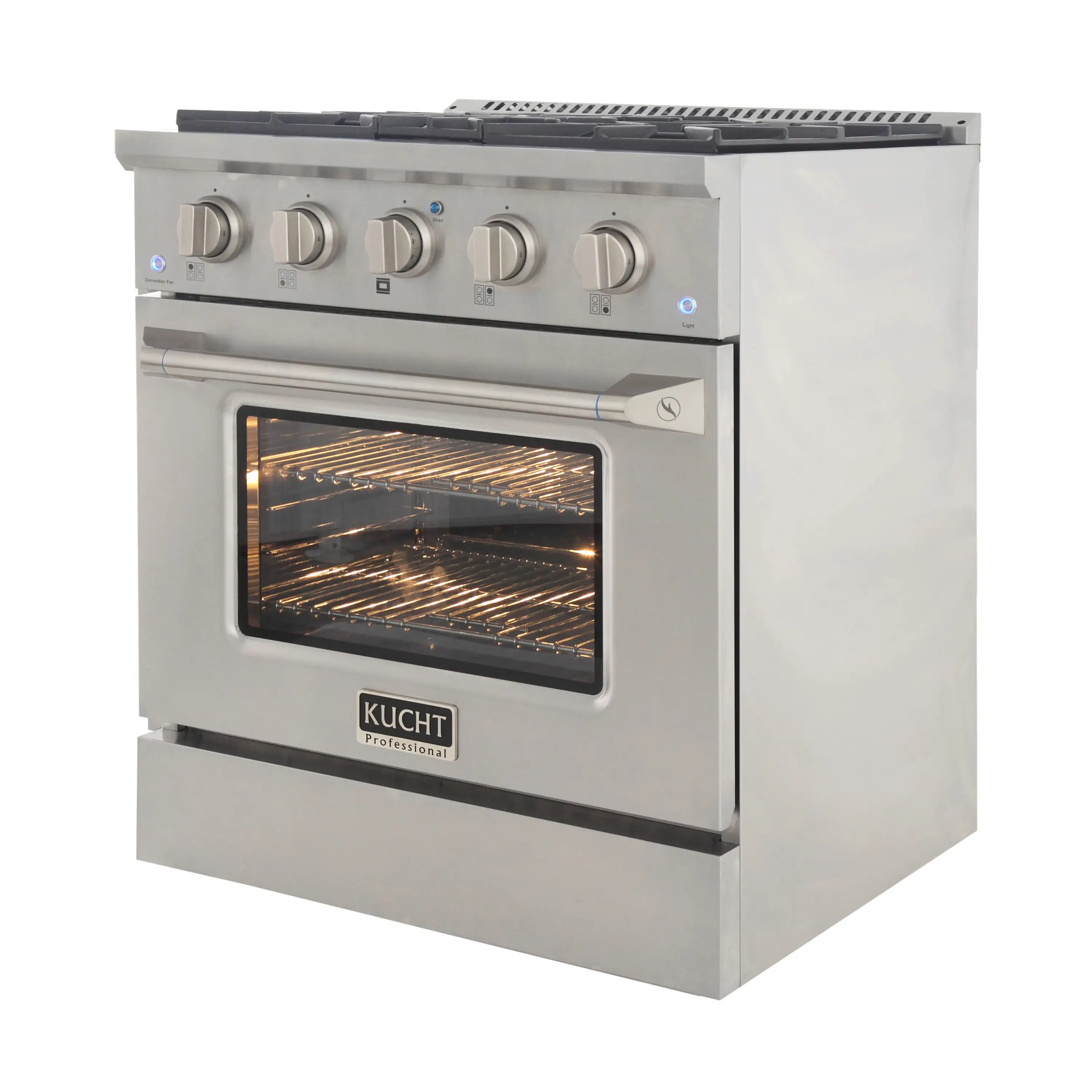 Kucht 30-Inch Pro-Style Dual Fuel Range in Propane Gas with  4.2 cu. ft. Electric Oven & 4 Gas Burners in Gray (KDF302/LP-GR) - Image 2
