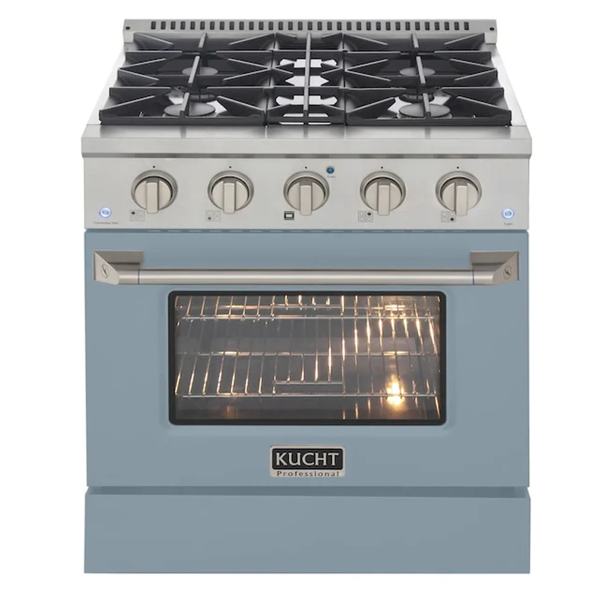 Kucht 30-Inch Pro-Style Dual Fuel Range in Propane Gas with  4.2 cu. ft. Electric Oven & 4 Gas Burners in Light Blue (KDF302/LP-LB) - Image 3