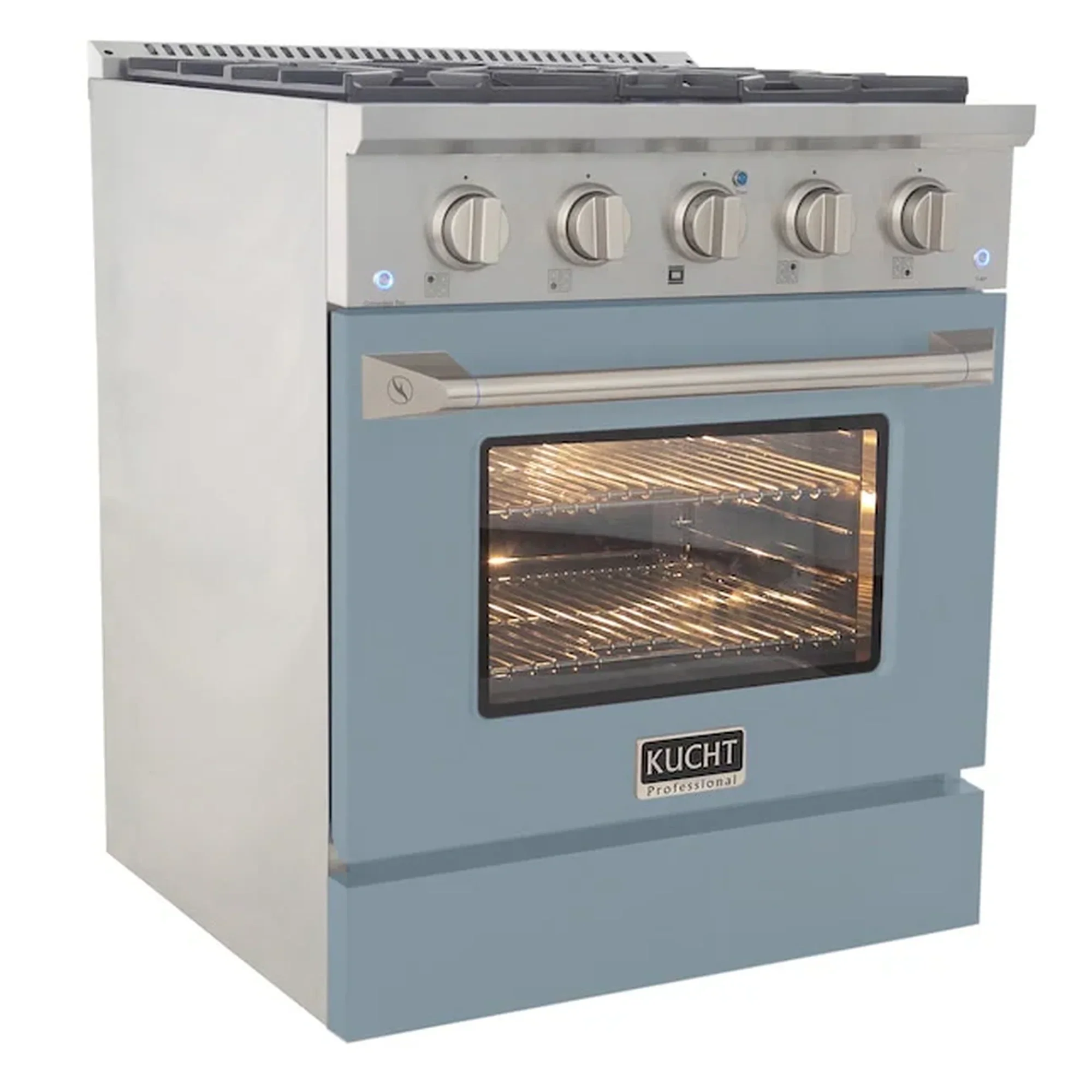 Kucht 30-Inch Pro-Style Dual Fuel Range in Propane Gas with  4.2 cu. ft. Electric Oven & 4 Gas Burners in Light Blue (KDF302/LP-LB) - Image 5