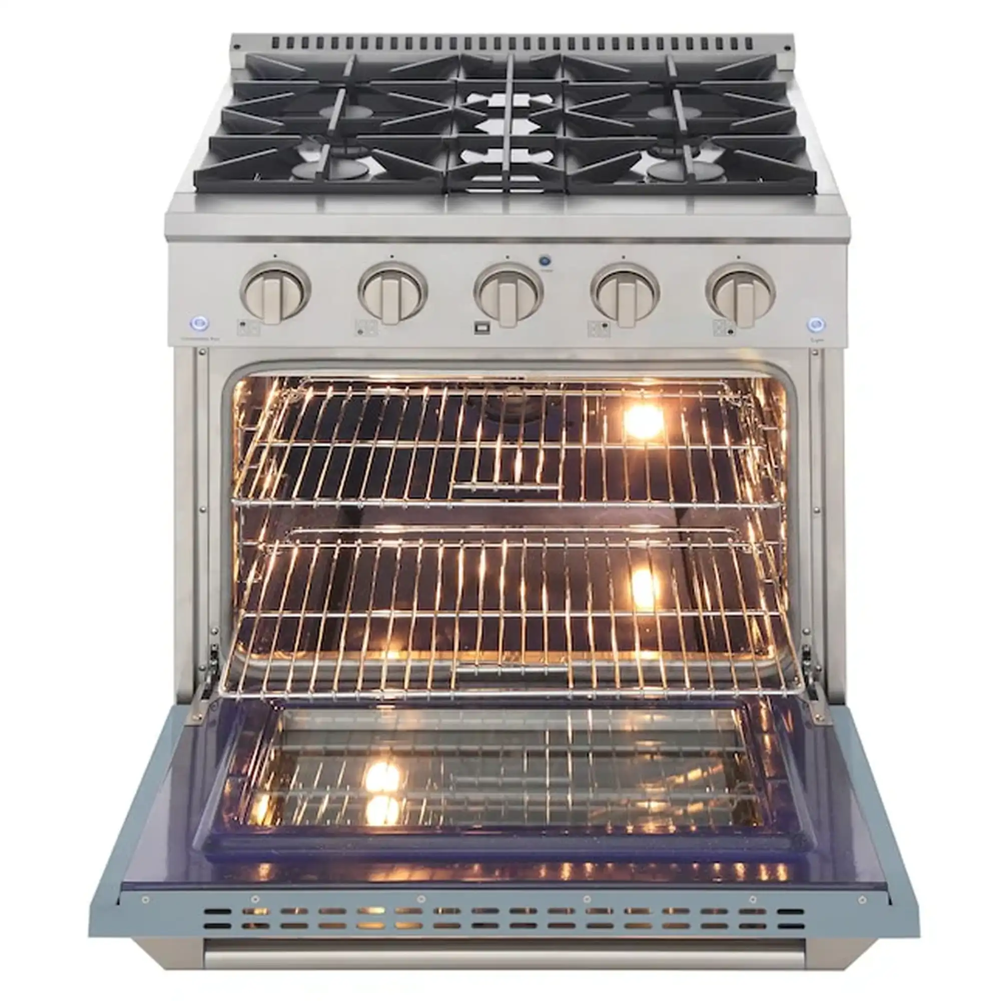 Kucht 30-Inch Pro-Style Dual Fuel Range in Propane Gas with  4.2 cu. ft. Electric Oven & 4 Gas Burners in Light Blue (KDF302/LP-LB) - Image 6