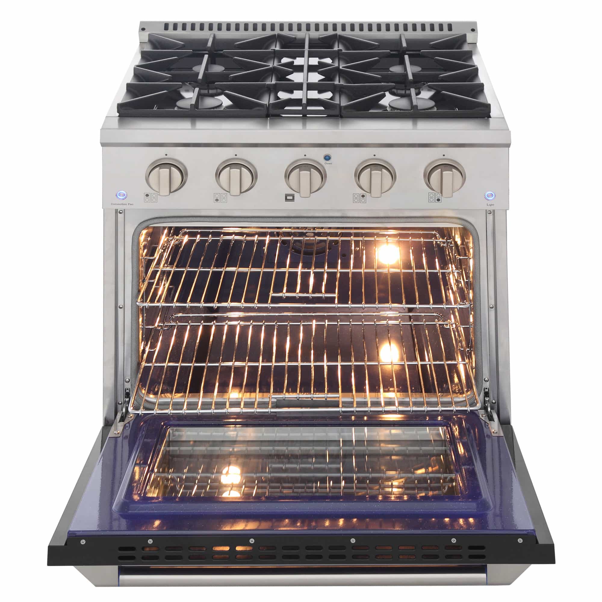 Kucht 30-Inch Pro-Style Dual Fuel Range with Propane Gas in Stainless Steel with Black Oven Door (KDF302/LP-K) - Image 4