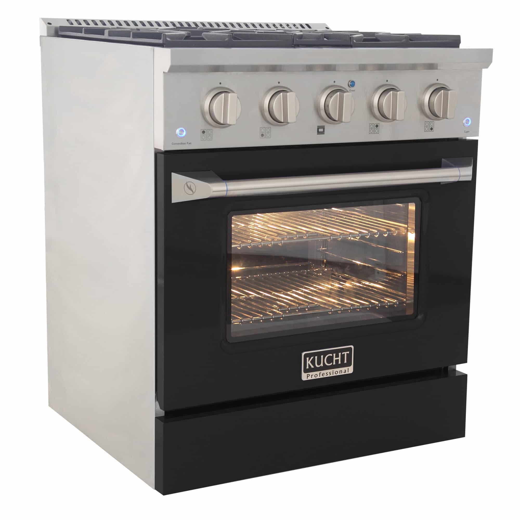 Kucht 30-Inch Pro-Style Dual Fuel Range with Propane Gas in Stainless Steel with Black Oven Door (KDF302/LP-K) - Image 8