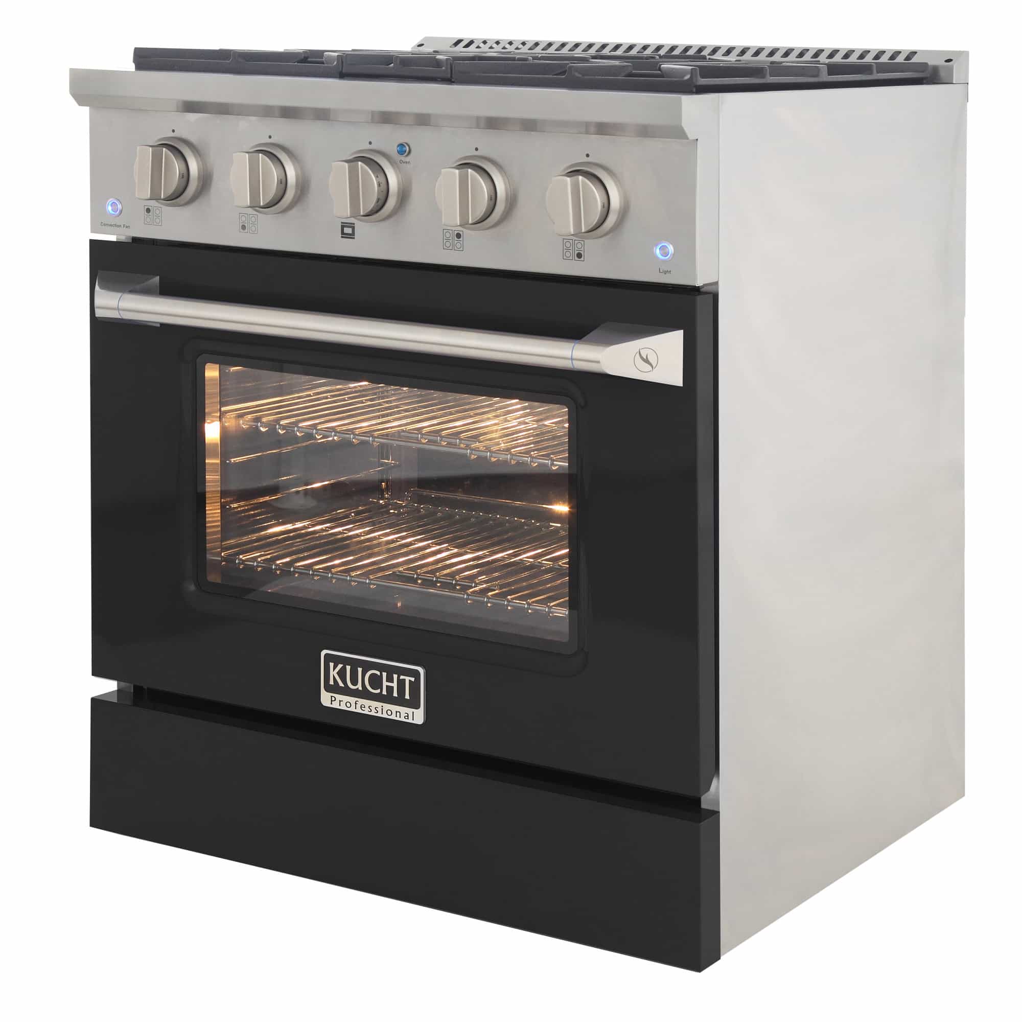 Kucht 30-Inch Pro-Style Dual Fuel Range with Propane Gas in Stainless Steel with Black Oven Door (KDF302/LP-K) - Image 9