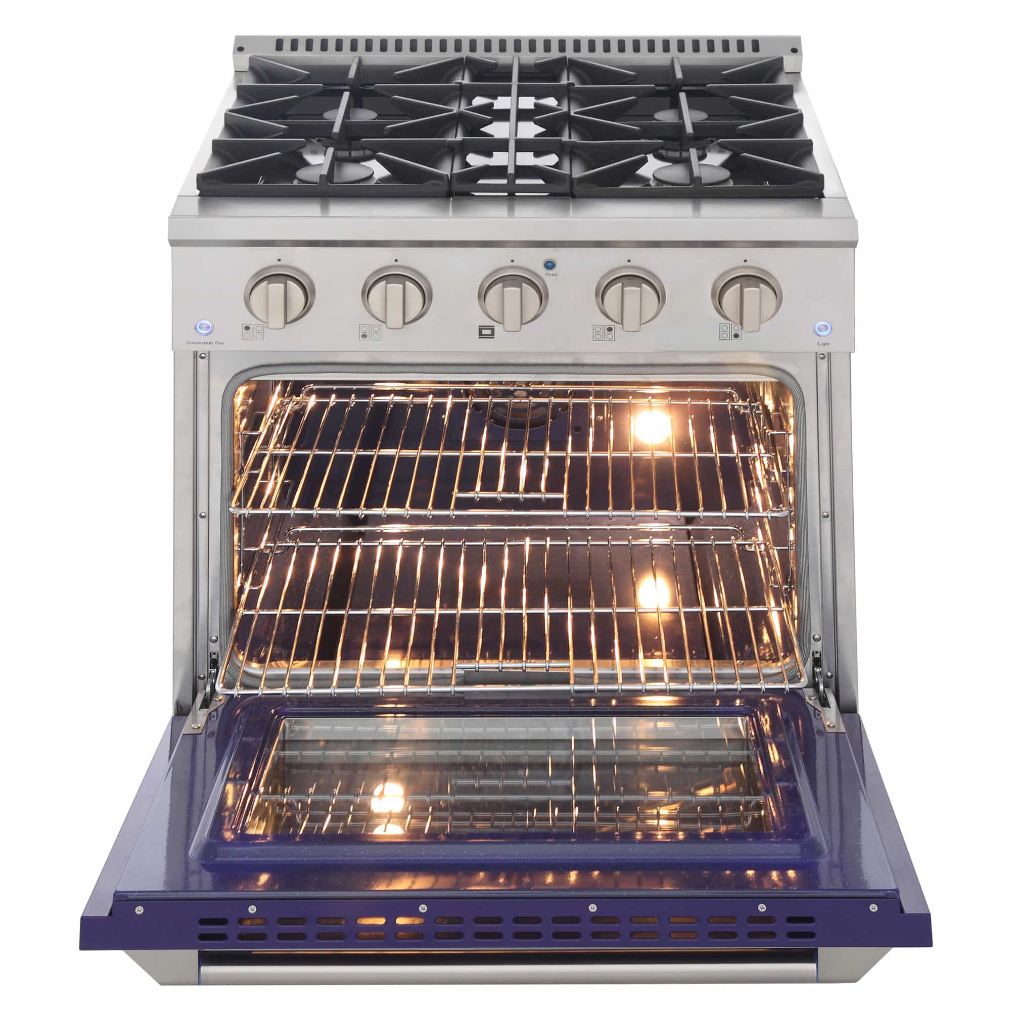 Kucht 30-Inch Pro-Style Dual Fuel Range with Propane Gas in Stainless Steel with Blue Oven Door (KDF302/LP-B) - Image 4