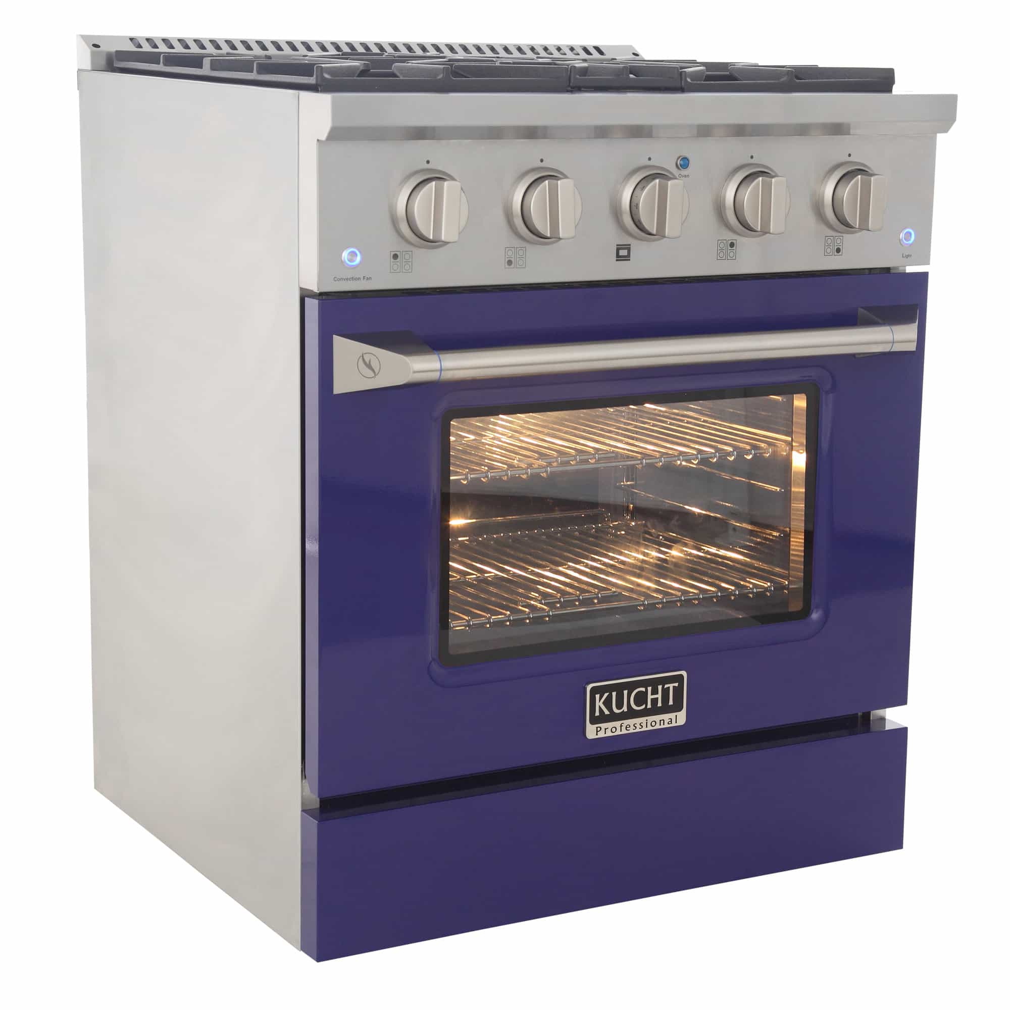 Kucht 30-Inch Pro-Style Dual Fuel Range with Propane Gas in Stainless Steel with Blue Oven Door (KDF302/LP-B) - Image 5