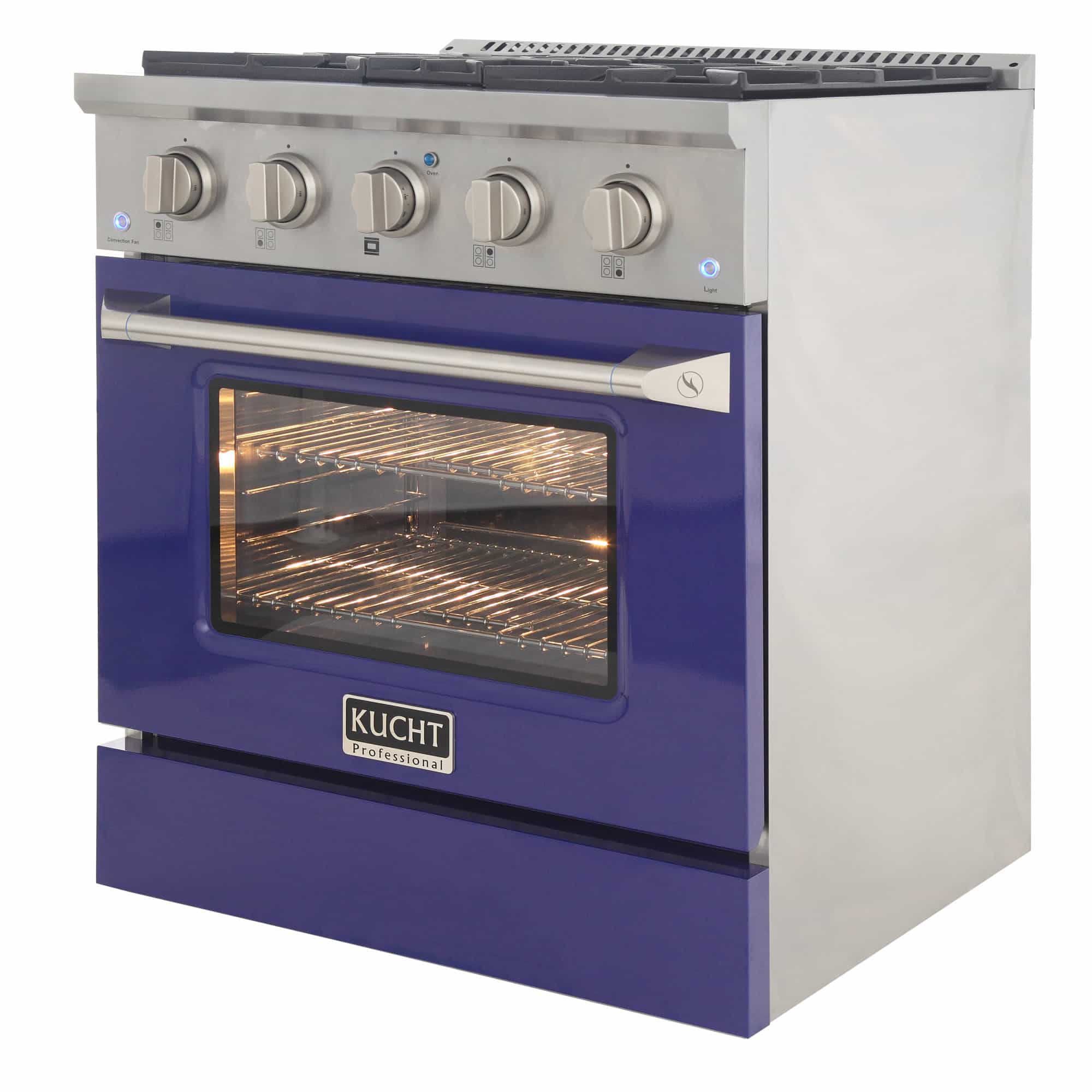 Kucht 30-Inch Pro-Style Dual Fuel Range with Propane Gas in Stainless Steel with Blue Oven Door (KDF302/LP-B) - Image 6