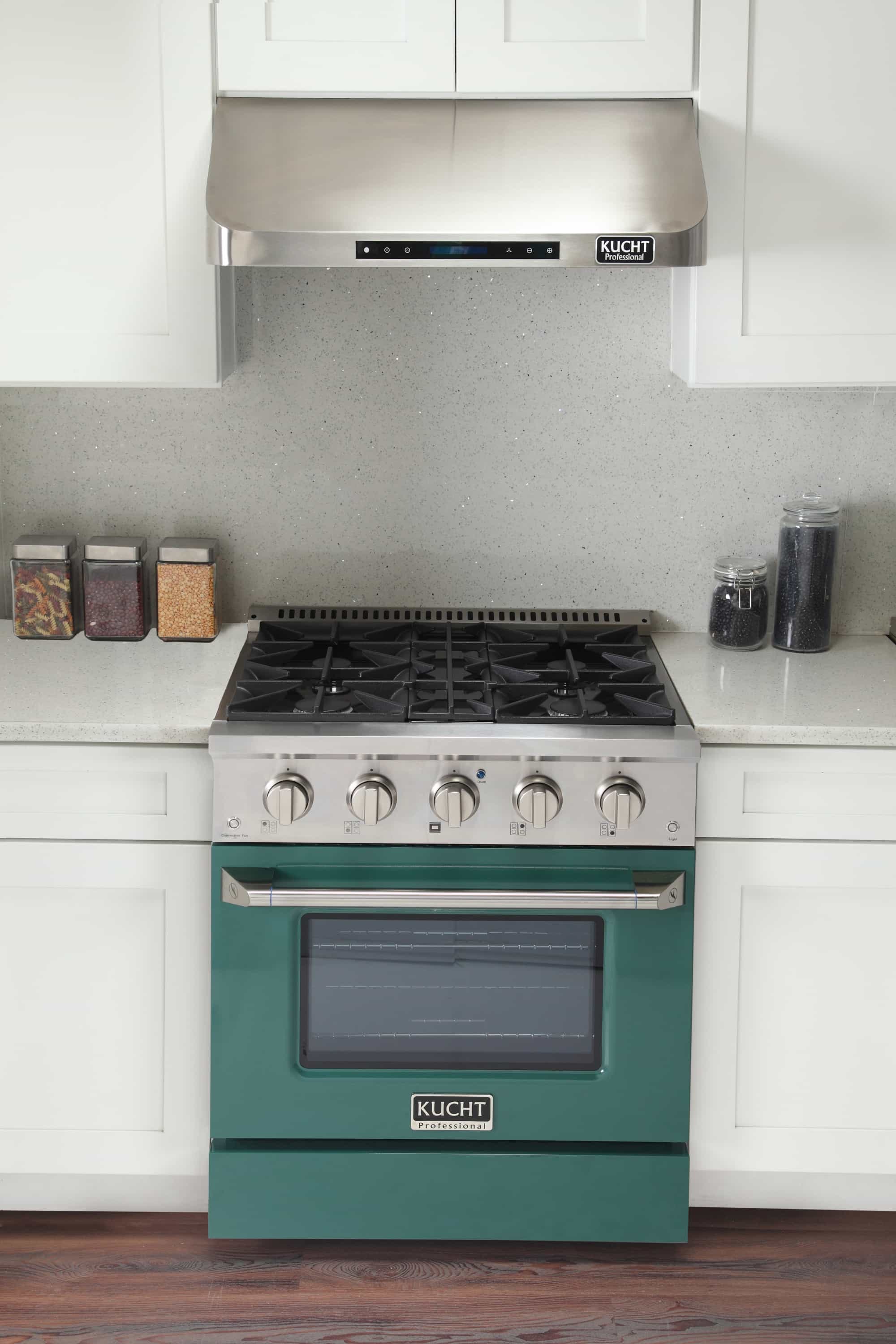 Kucht 30-Inch Pro-Style Dual Fuel Range with Propane Gas in Stainless Steel with Green Oven Door (KDF302/LP-G) - Image 2