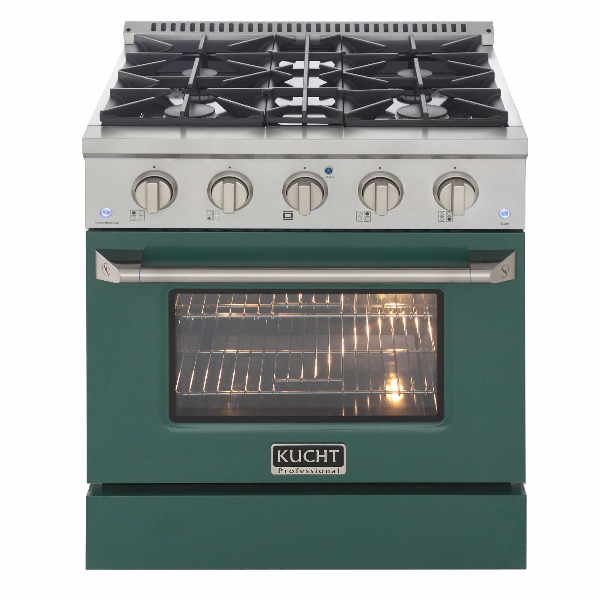 Kucht 30-Inch Pro-Style Dual Fuel Range with Propane Gas in Stainless Steel with Green Oven Door (KDF302/LP-G) - Image 3