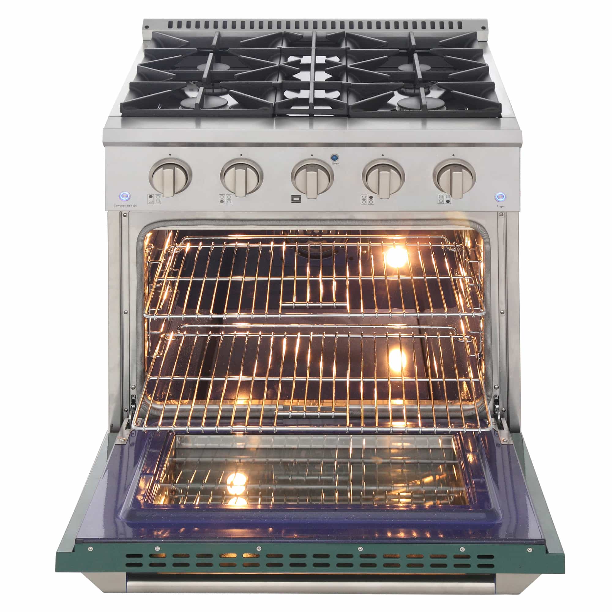 Kucht 30-Inch Pro-Style Dual Fuel Range with Propane Gas in Stainless Steel with Green Oven Door (KDF302/LP-G) - Image 4