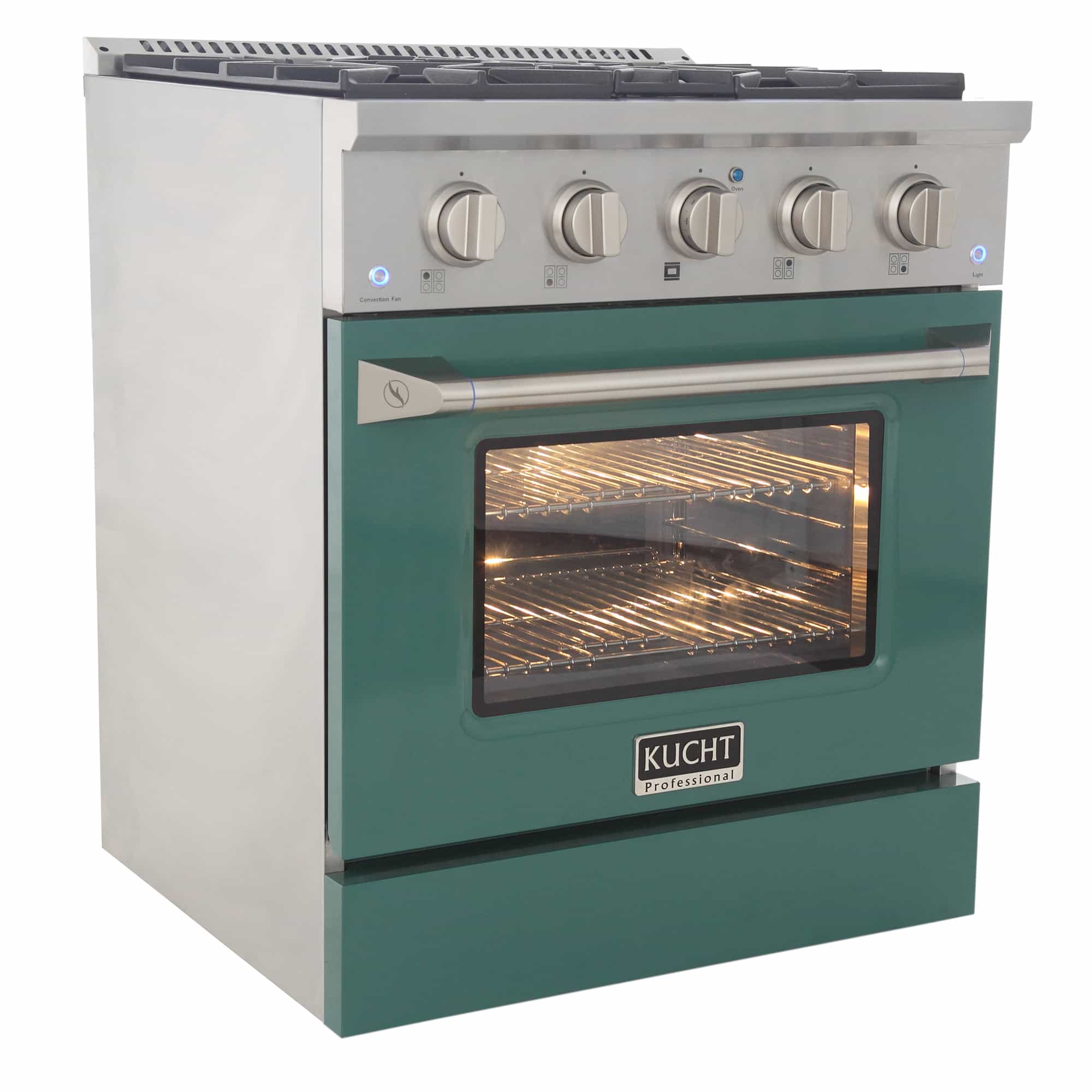 Kucht 30-Inch Pro-Style Dual Fuel Range with Propane Gas in Stainless Steel with Green Oven Door (KDF302/LP-G) - Image 5