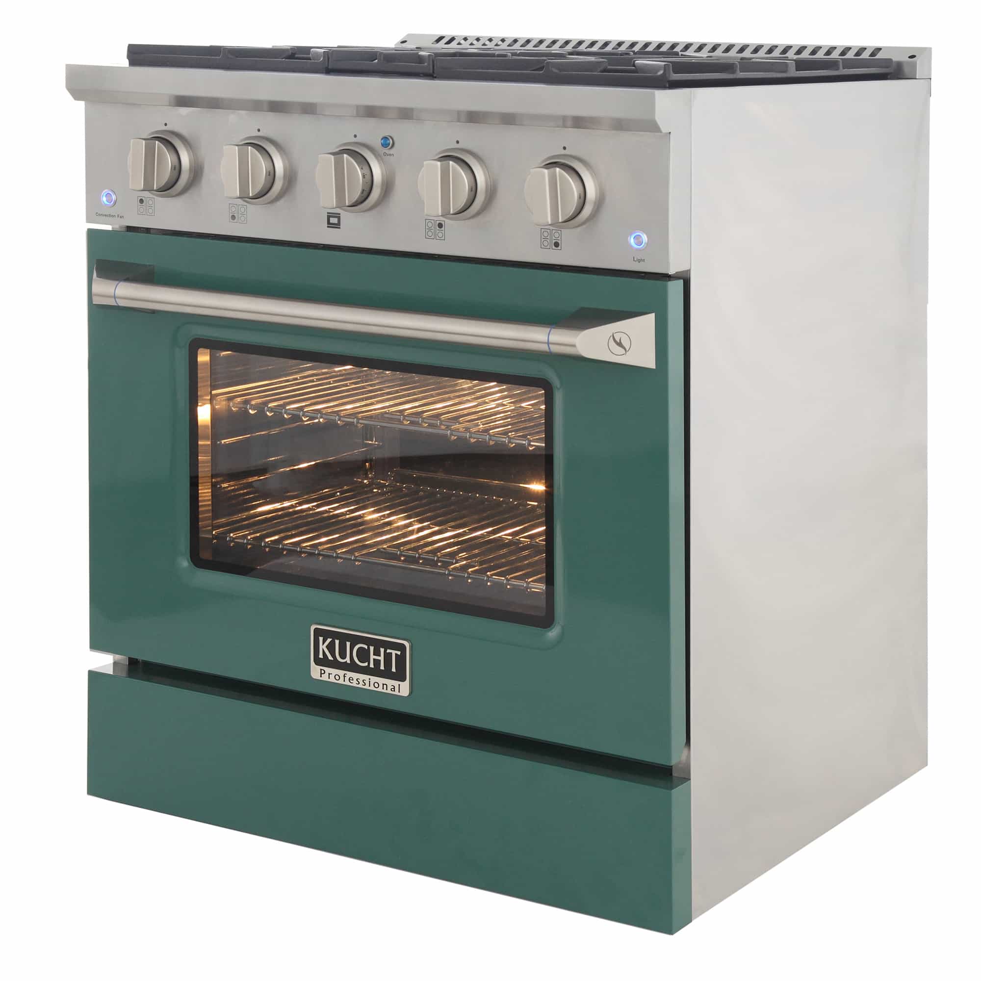 Kucht 30-Inch Pro-Style Dual Fuel Range with Propane Gas in Stainless Steel with Green Oven Door (KDF302/LP-G) - Image 6