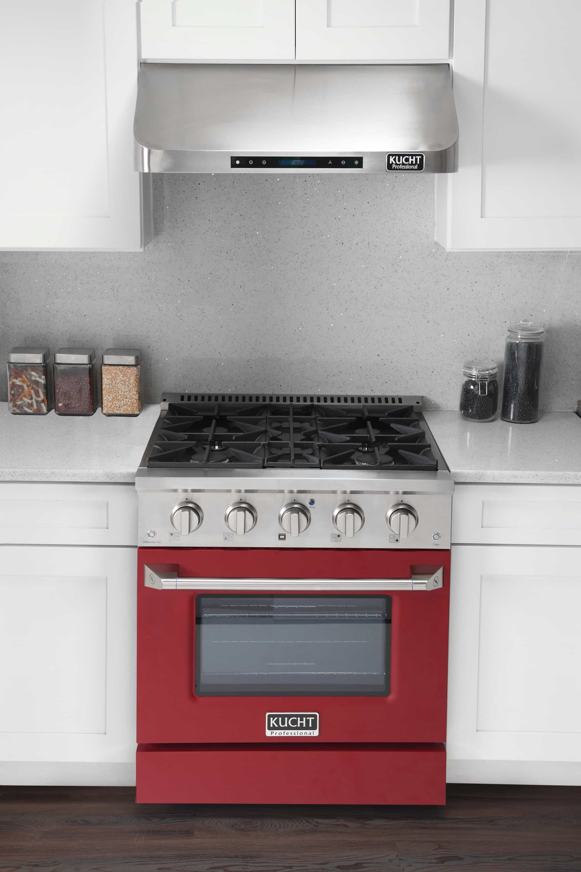Kucht 30-Inch Pro-Style Dual Fuel Range with Propane Gas in Stainless Steel with Red Oven Door (KDF302/LP-R) - Image 2
