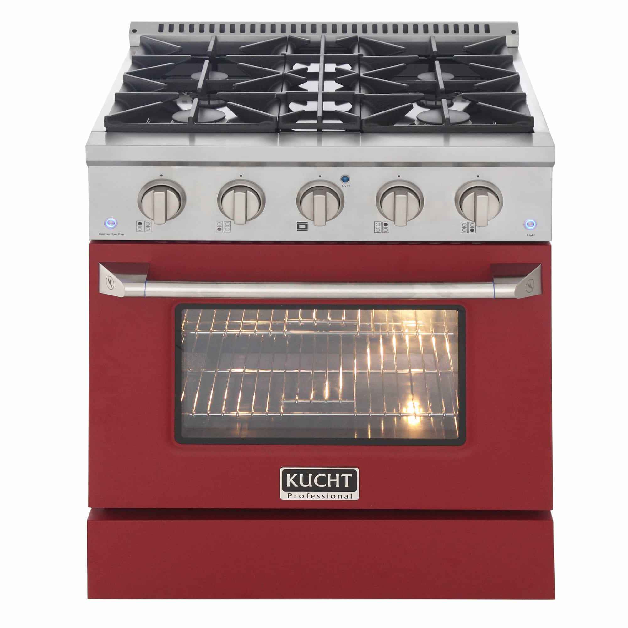 Kucht 30-Inch Pro-Style Dual Fuel Range with Propane Gas in Stainless Steel with Red Oven Door (KDF302/LP-R) - Image 3