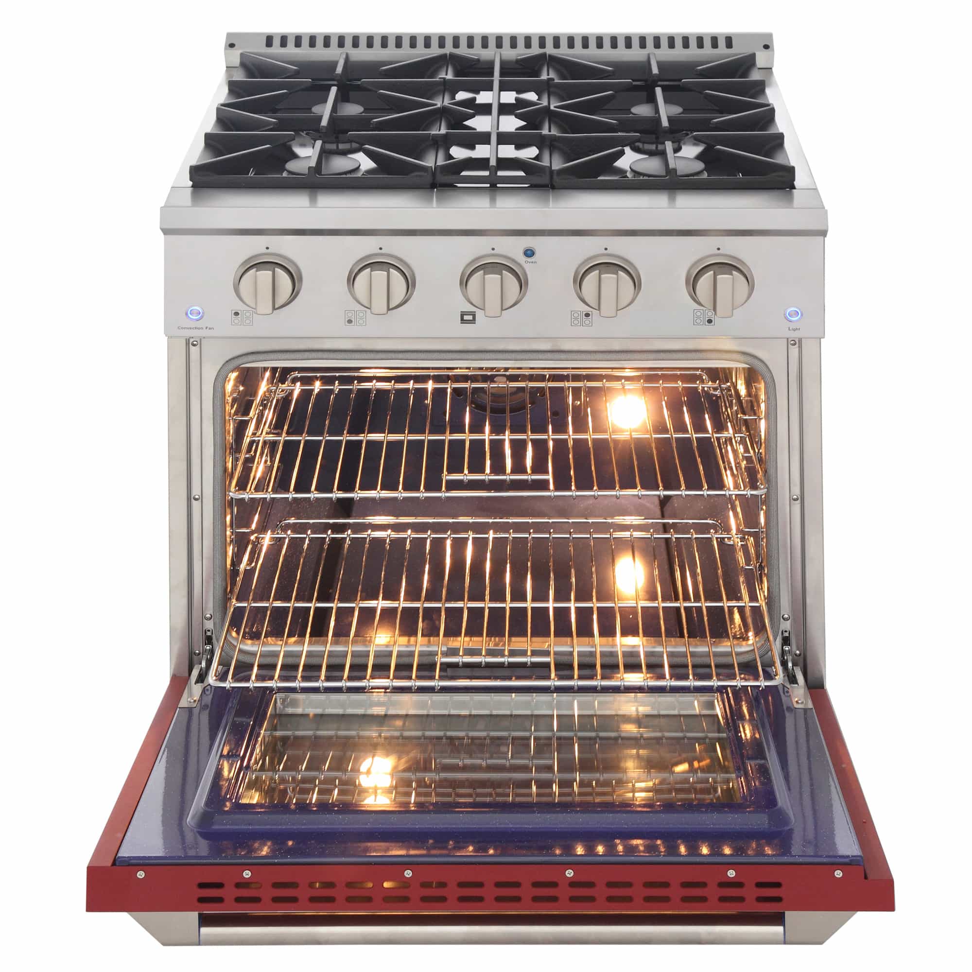 Kucht 30-Inch Pro-Style Dual Fuel Range with Propane Gas in Stainless Steel with Red Oven Door (KDF302/LP-R) - Image 4