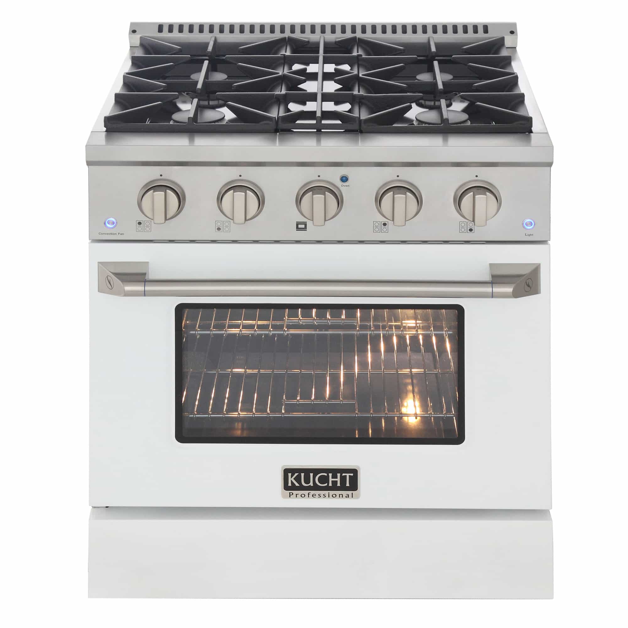 Kucht 30-Inch Pro-Style Dual Fuel Range with Propane Gas in Stainless Steel with White Oven Door (KDF302/LP-W) - Image 4