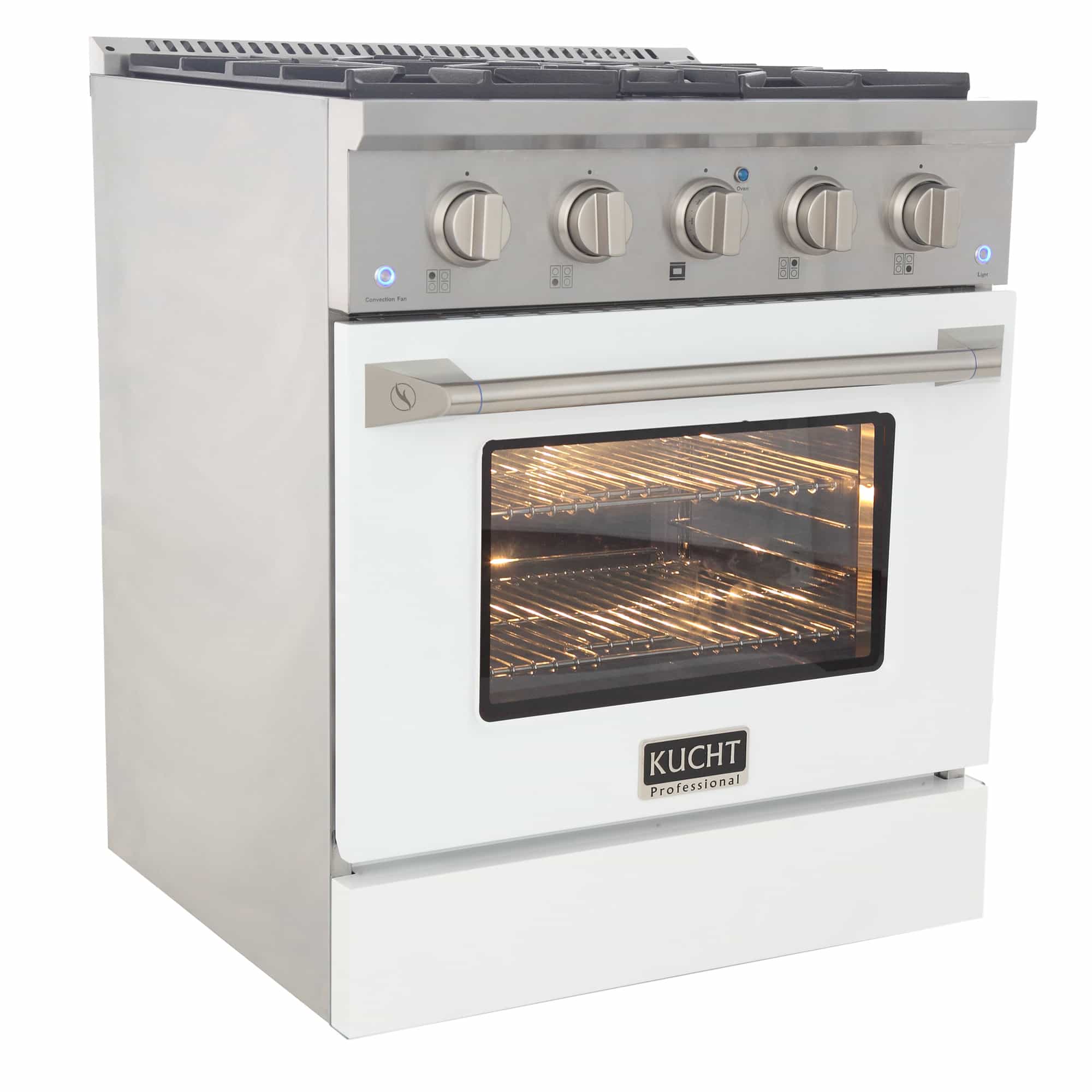 Kucht 30-Inch Pro-Style Dual Fuel Range with Propane Gas in Stainless Steel with White Oven Door (KDF302/LP-W) - Image 6