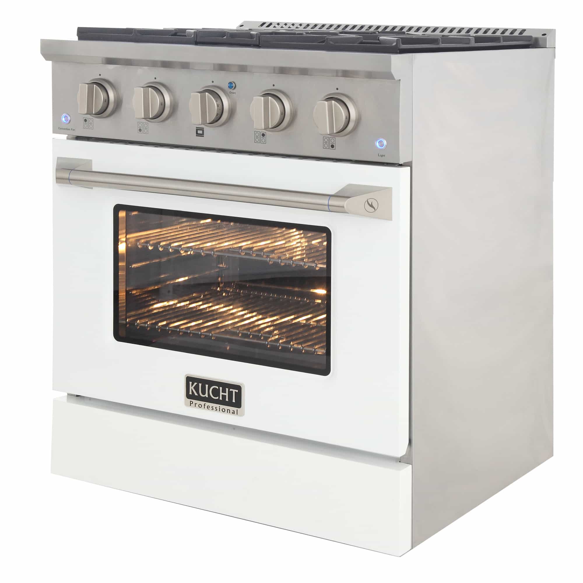 Kucht 30-Inch Pro-Style Dual Fuel Range with Propane Gas in Stainless Steel with White Oven Door (KDF302/LP-W) - Image 7