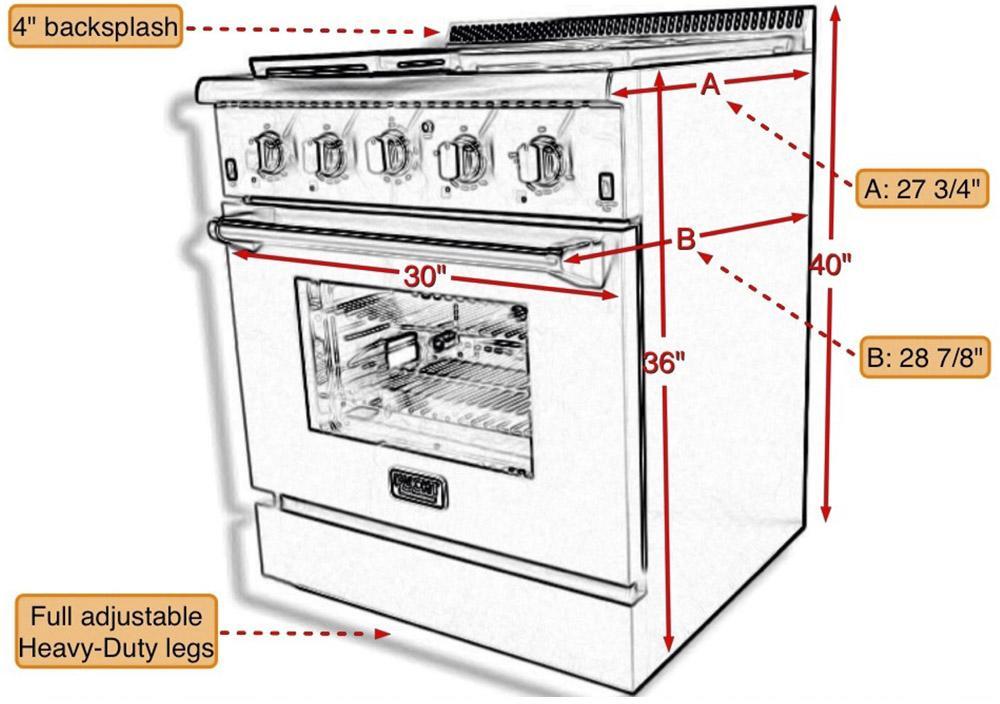 Kucht 30-Inch Propane Gas Range with 4.2 Cu. Ft. Convection Oven in Stainless Steel (KRG3080U/LP-S) - Image 30