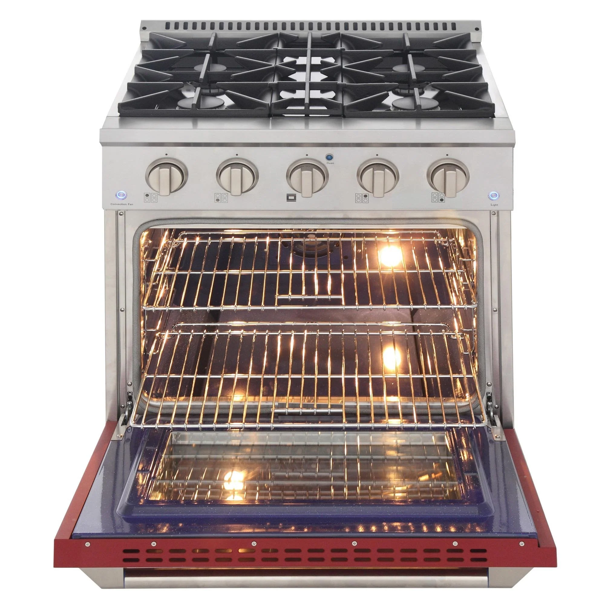Kucht 30-Inch Propane Gas Range wkith Sealed Burners & 4.2 Cu. Ft. Convection Oven in Red (KNG301/LP-R) - Image 6