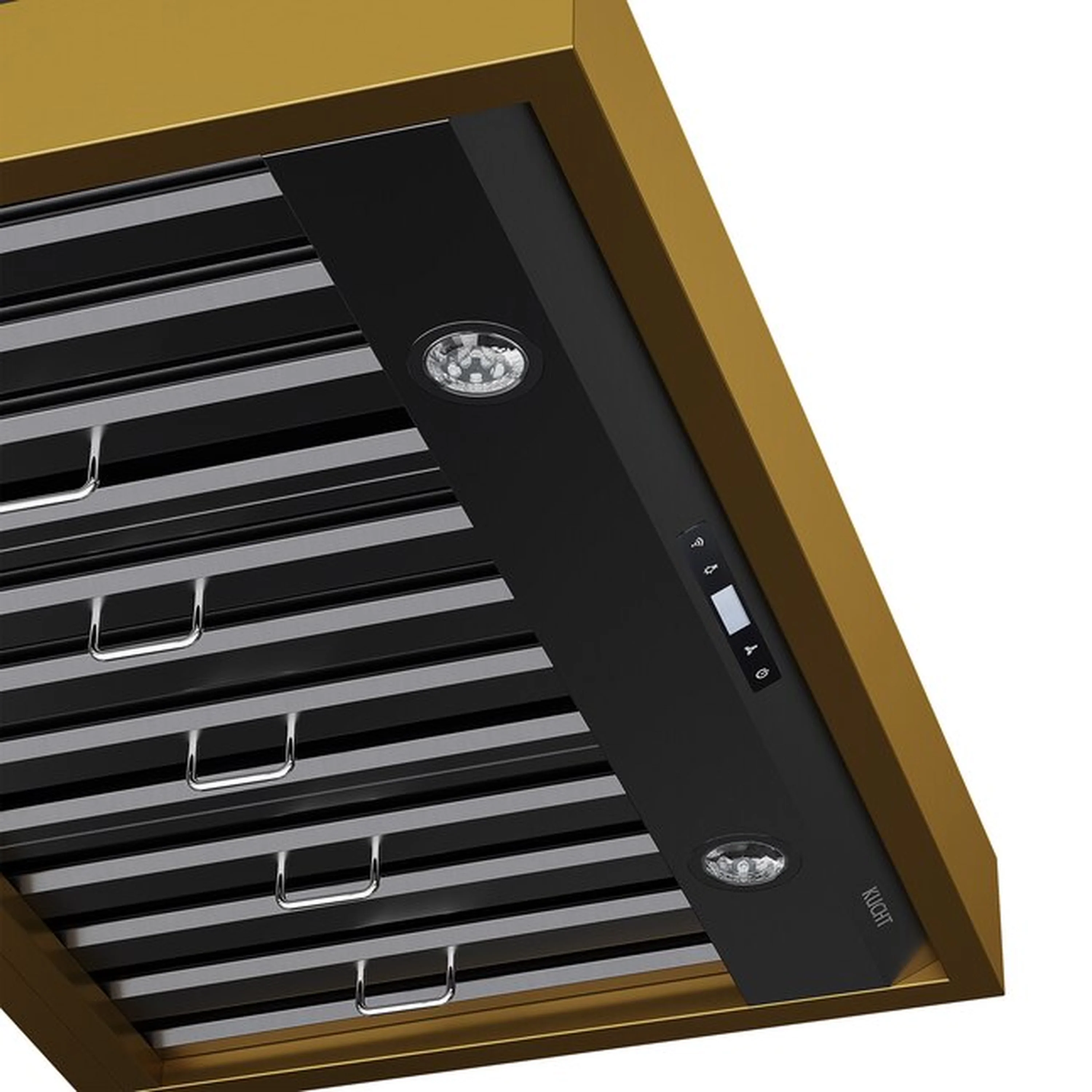 Kucht 36-Inch 600 CFM Wall Mount Range Hood in Dark Titanium Stainless Steel with Gold Accents (KRH36TG) - Image 6