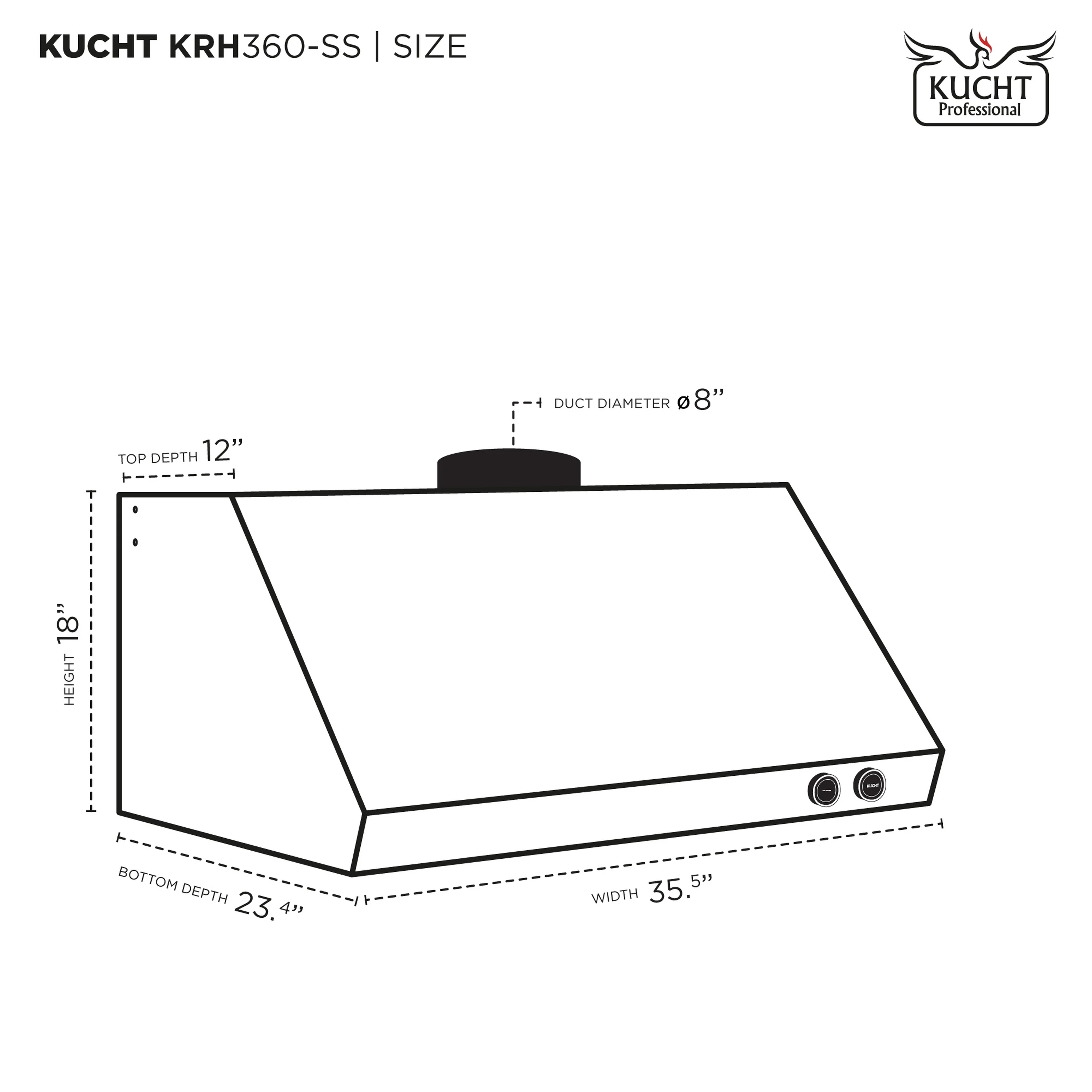 Kucht 36-Inch 900 CFM Under Cabinet Range Hood in Stainless Steel (KRH360-SS) - Image 8