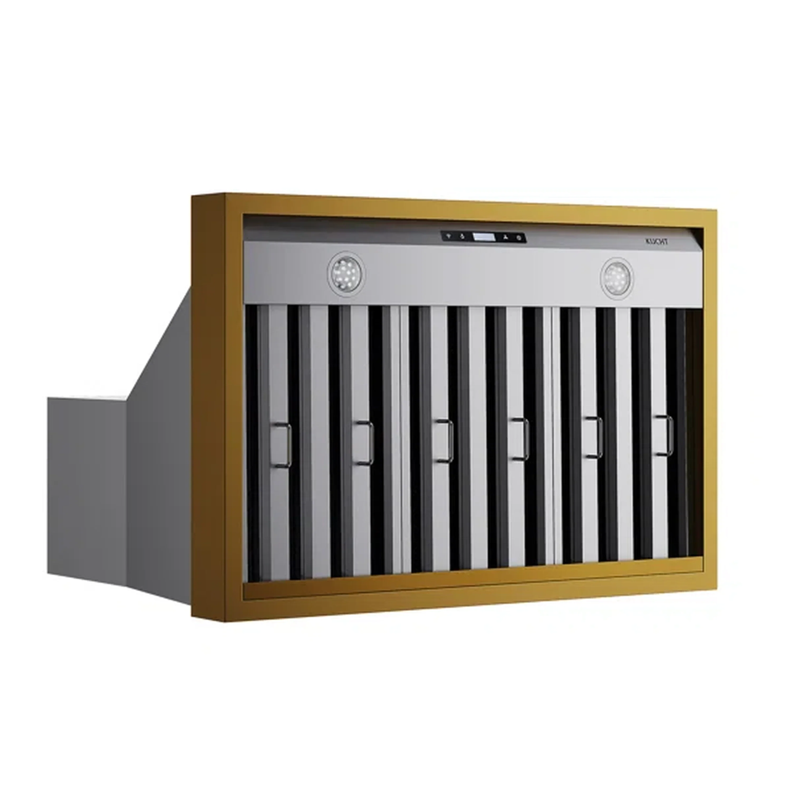 Kucht 36-Inch 600 CFM Wall Mount Range Hood in Stainless Steel with Gold Accents (KRH36SG) - Image 3