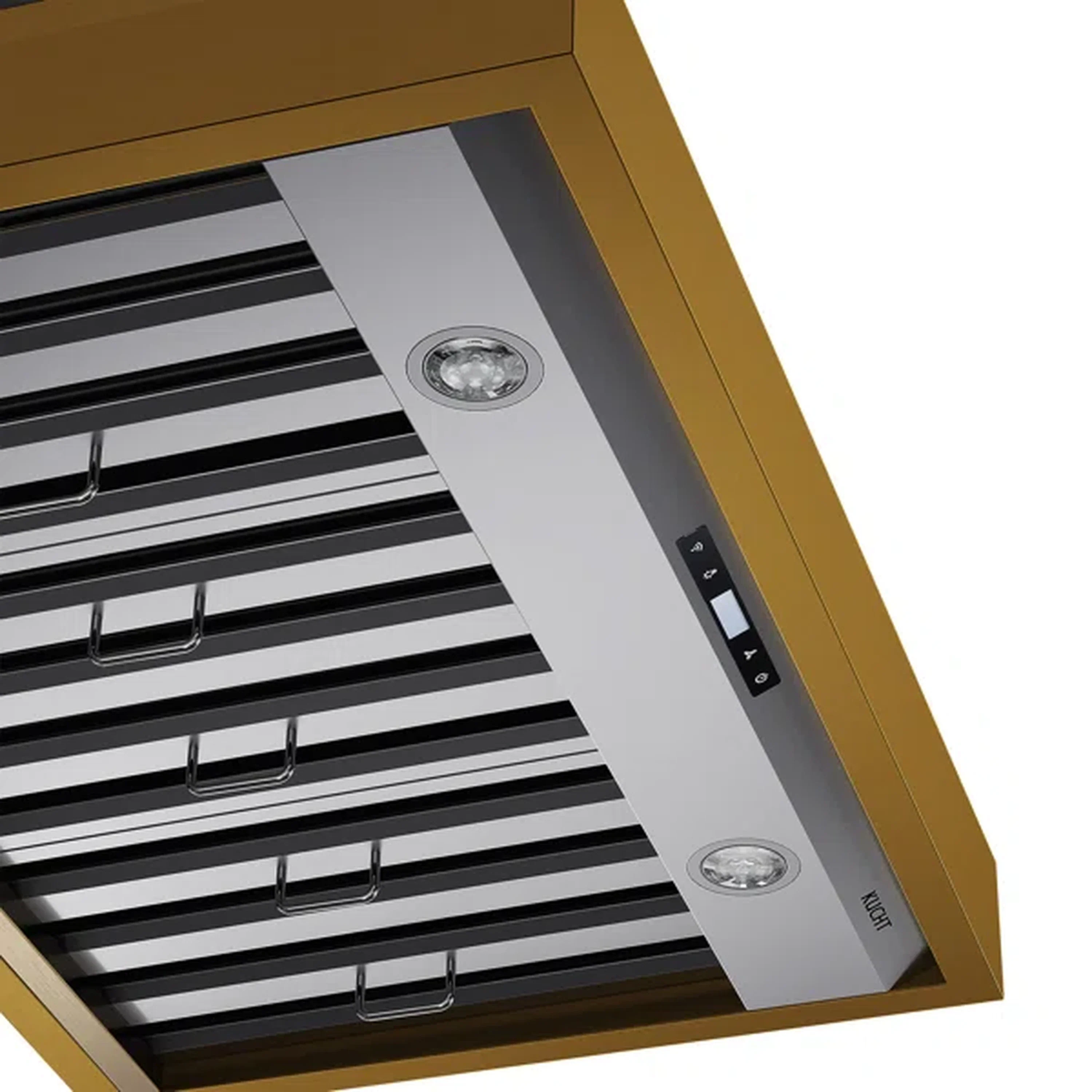 Kucht 36-Inch 600 CFM Wall Mount Range Hood in Stainless Steel with Gold Accents (KRH36SG) - Image 5