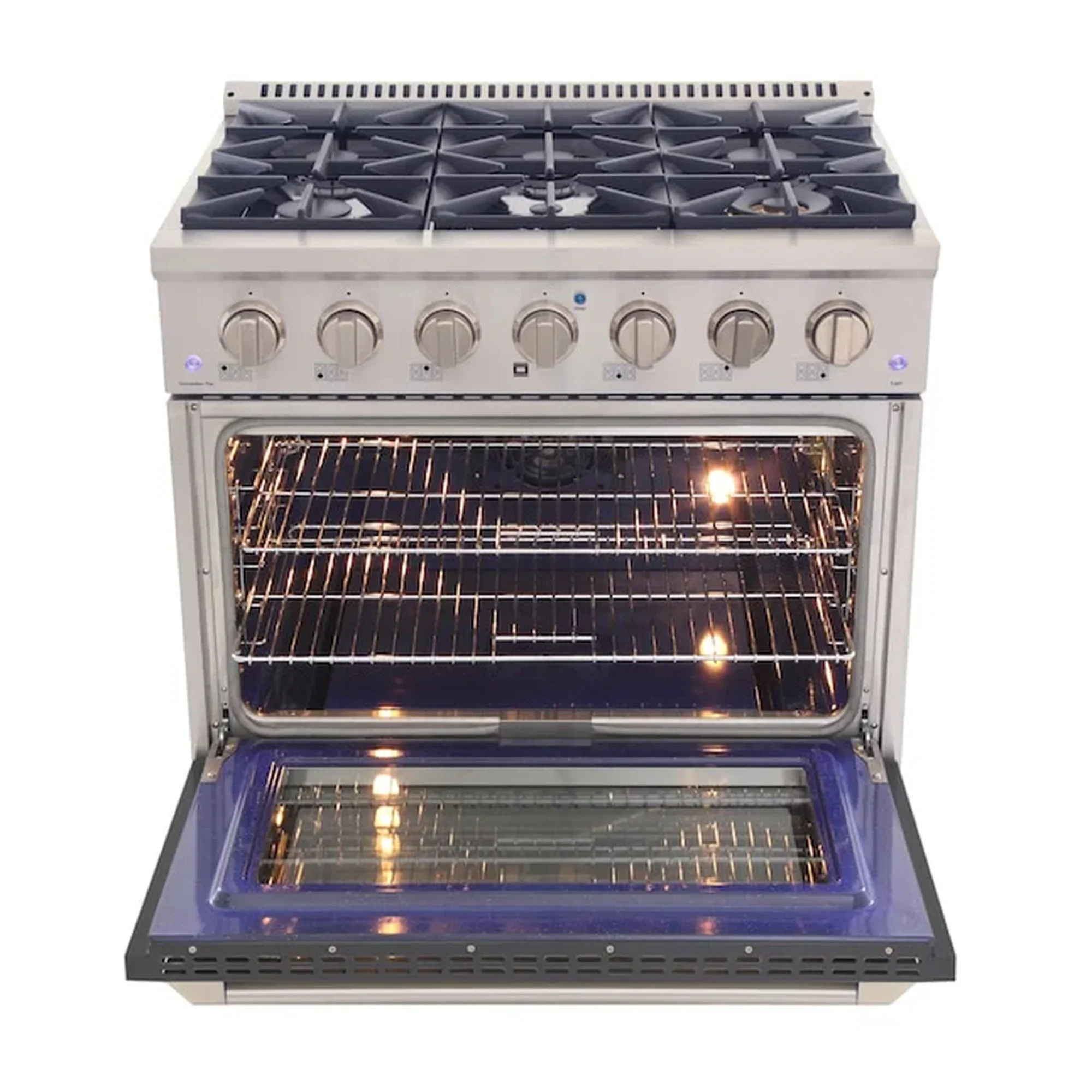 Kucht 36-Inch Pro-Style Dual Fuel Range in Propane Gas with  5.2 cu. ft. Electric Oven & 6 Gas Burners in Cement Gray (KDF362/LP-GR) - Image 4