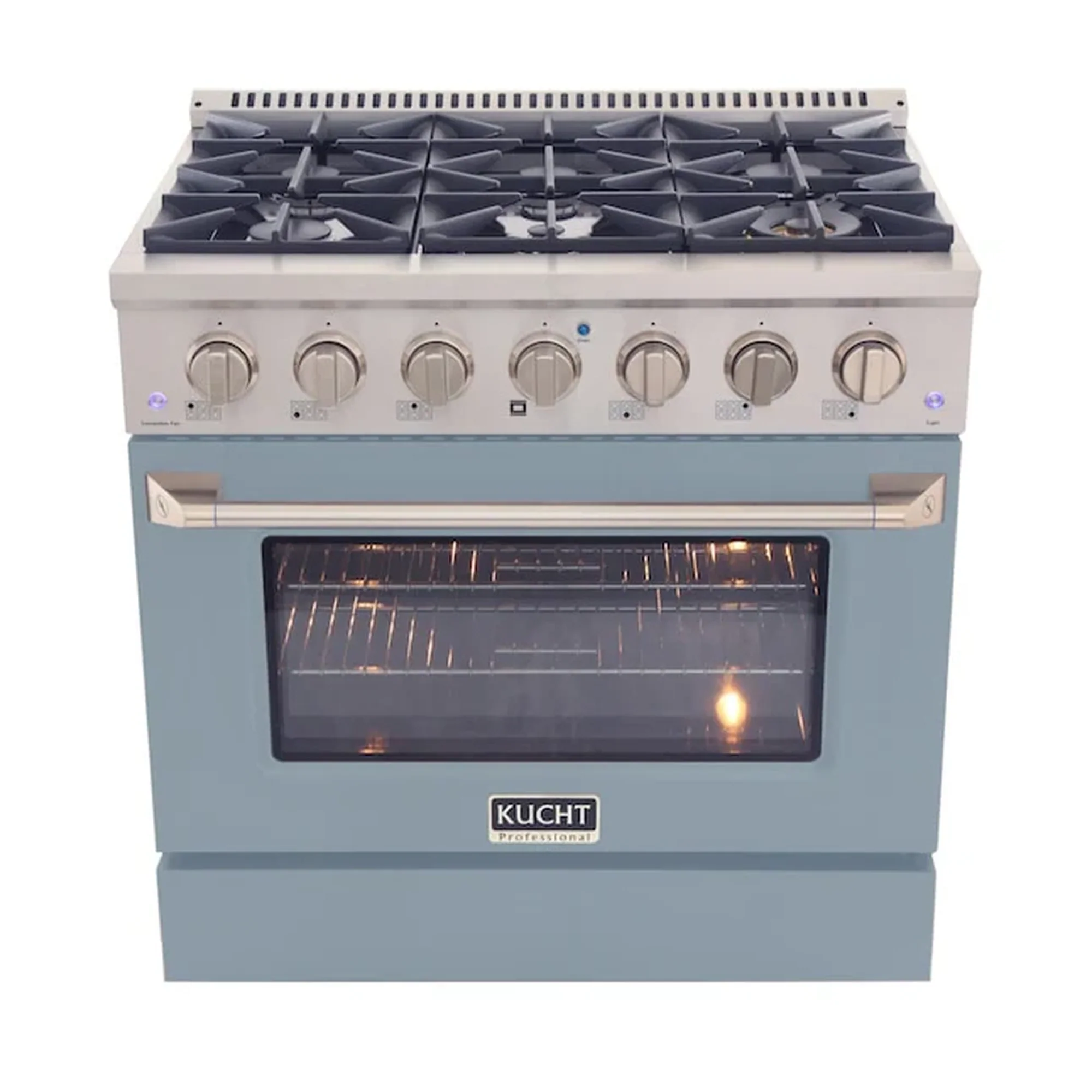 Kucht 36-Inch Pro-Style Dual Fuel Range in Propane Gas with  5.2 cu. ft. Electric Oven & 6 Gas Burners in Light Blue (KDF362/LP-LB) - Image 2