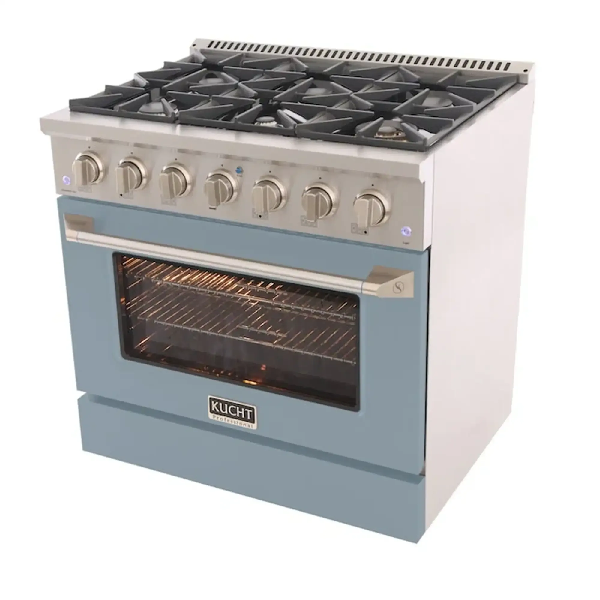 Kucht 36-Inch Pro-Style Dual Fuel Range in Propane Gas with  5.2 cu. ft. Electric Oven & 6 Gas Burners in Light Blue (KDF362/LP-LB) - Image 3